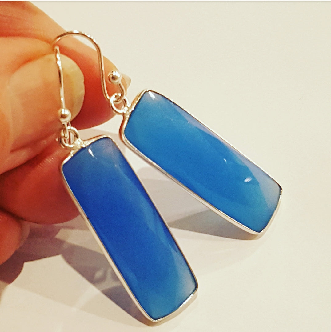 Blue Chalcedony Stone Drop Earrings for Women - Handmade Dangle Jewelry for Casual & Formal Occasions - Perfect Gift for Birthday, Anniversary & Valentine's Day