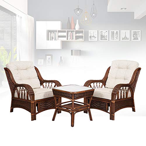 Handmade Dark Walnut Rattan Coffee Table for Living Room