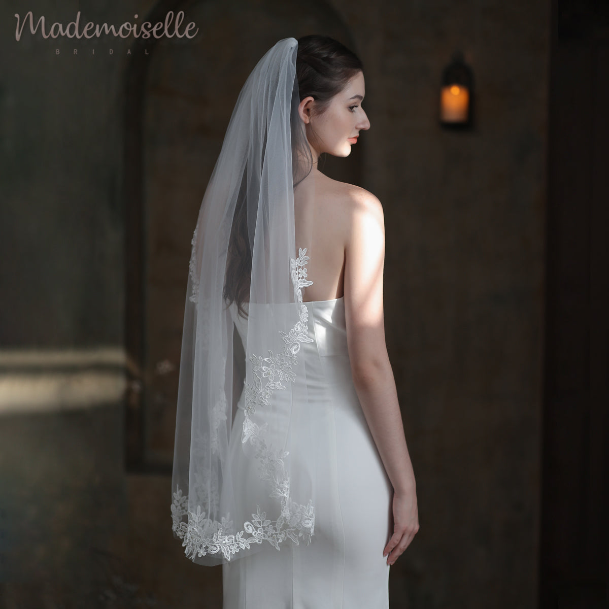 Elodie Veil - Elegant Lace Wedding Veil for Brides | Perfect for Church Ceremonies, Outdoor Weddings & Photo Shoots