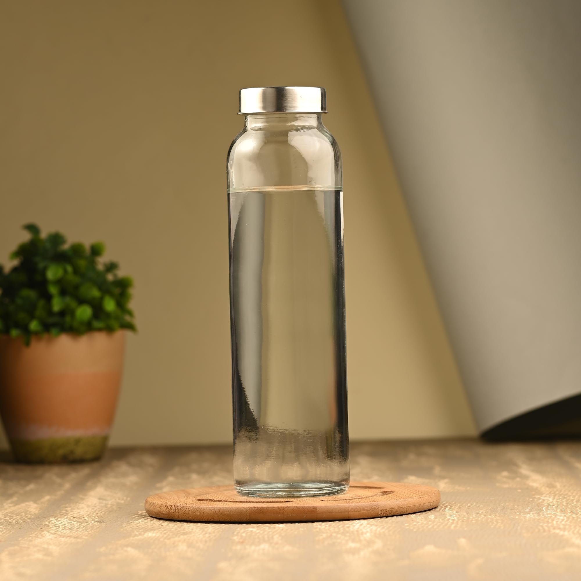 Stylish Sleek Transparent 850ml Glass Beverage Bottle - Food Grade Safe for Water, Juice & Drinks - Perfect for Home, Office, Gym & Outdoor Activities