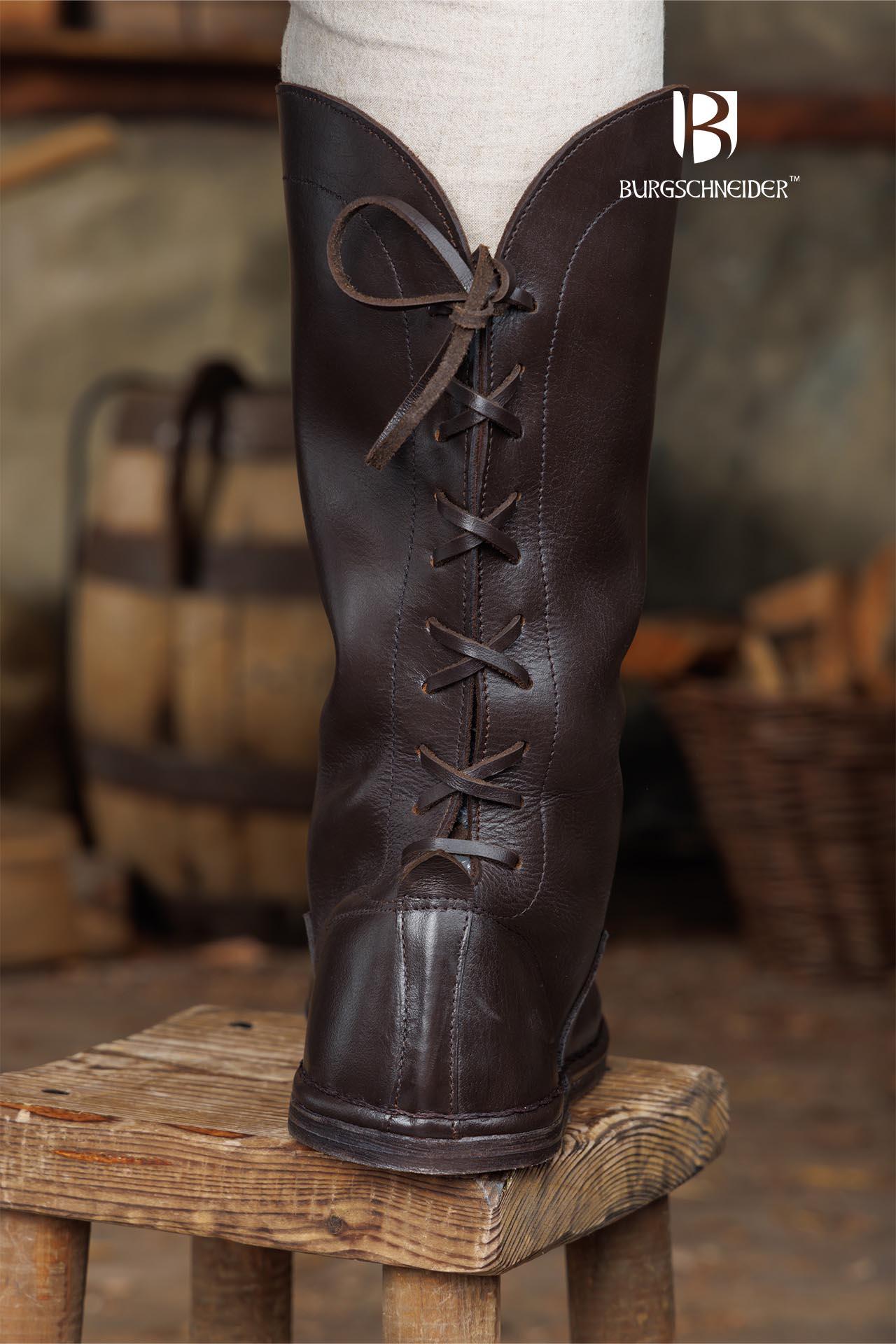 Authentic Medieval Boots Emmerich - Premium Leather Knight Footwear for LARP, Cosplay & Renaissance Fairs | Historical Reenactment & Fantasy Costume Accessories