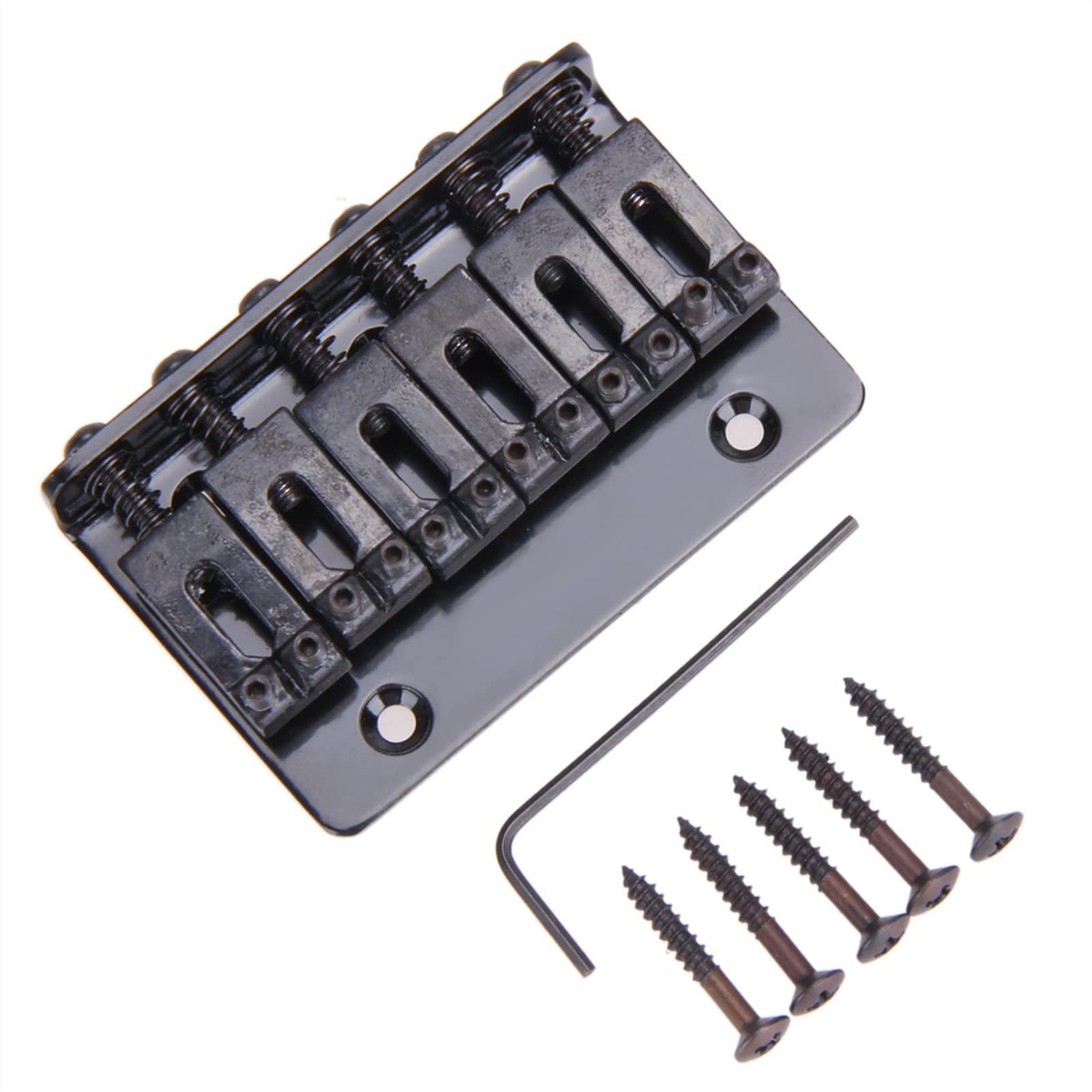 Professional 6-Saddle Hardtail Electric Guitar Bridge - Top Load Black/Silver Replacement Part for Enhanced Tone & Sustain | Perfect for Fender Stratocaster, Telecaster & DIY Guitar Upgrades