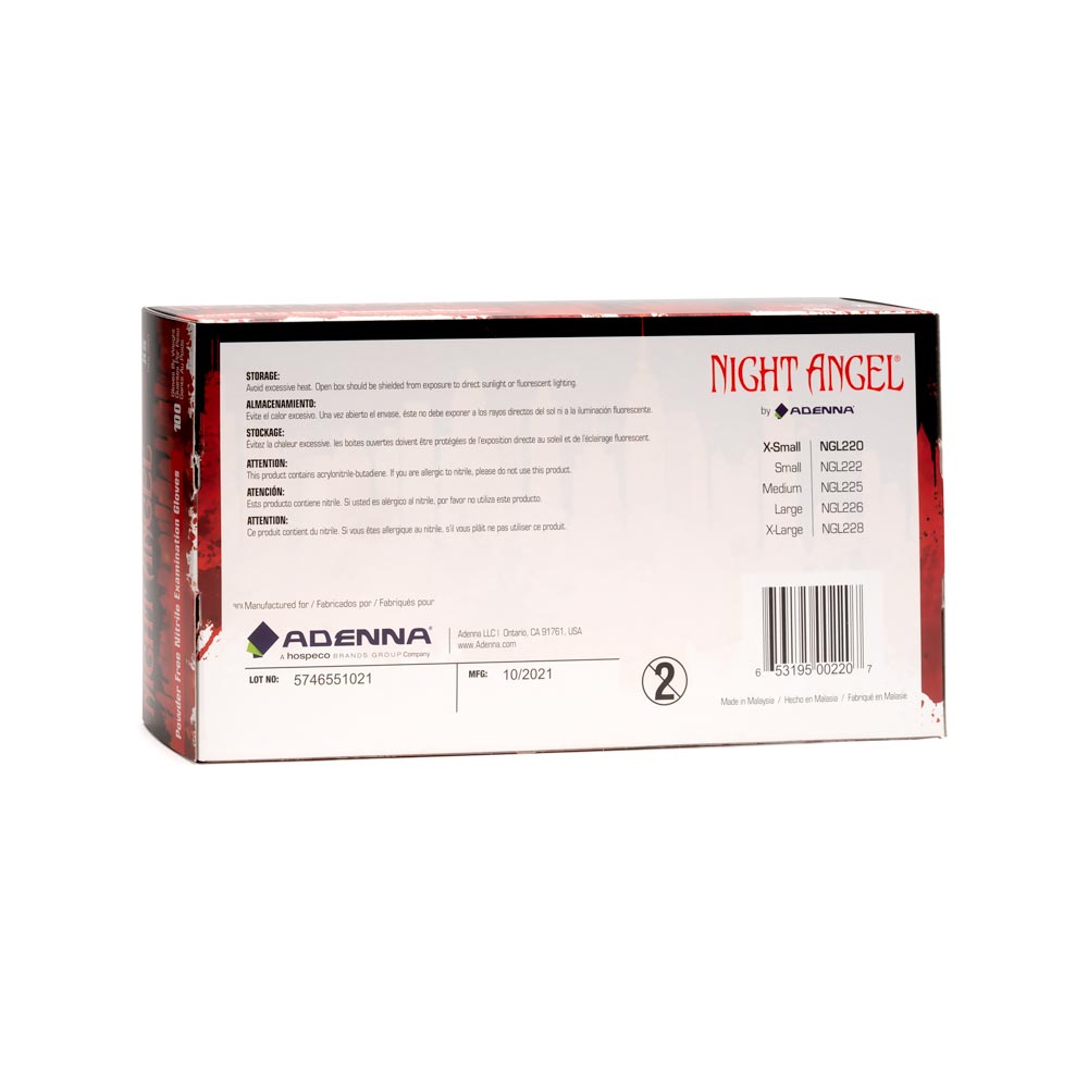 Adenna Night Angel Black Nitrile Exam Gloves - Disposable Medical Gloves for Healthcare, Tattoo, Food Handling & Cleaning - Latex-Free, Powder-Free, Textured Grip
