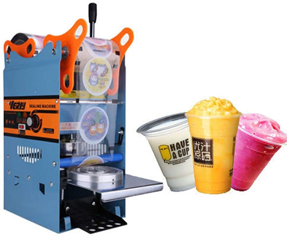 Commercial Electric Cup Sealer Machine 220V 270W - Automatic Tea & Coffee Cup Sealing Machine (300-500 Cups/Hour) for Bubble Tea, Milk Tea, Ice Cream & Beverage Shops - Perfect for Cafes, Dessert Stores & Takeout Businesses