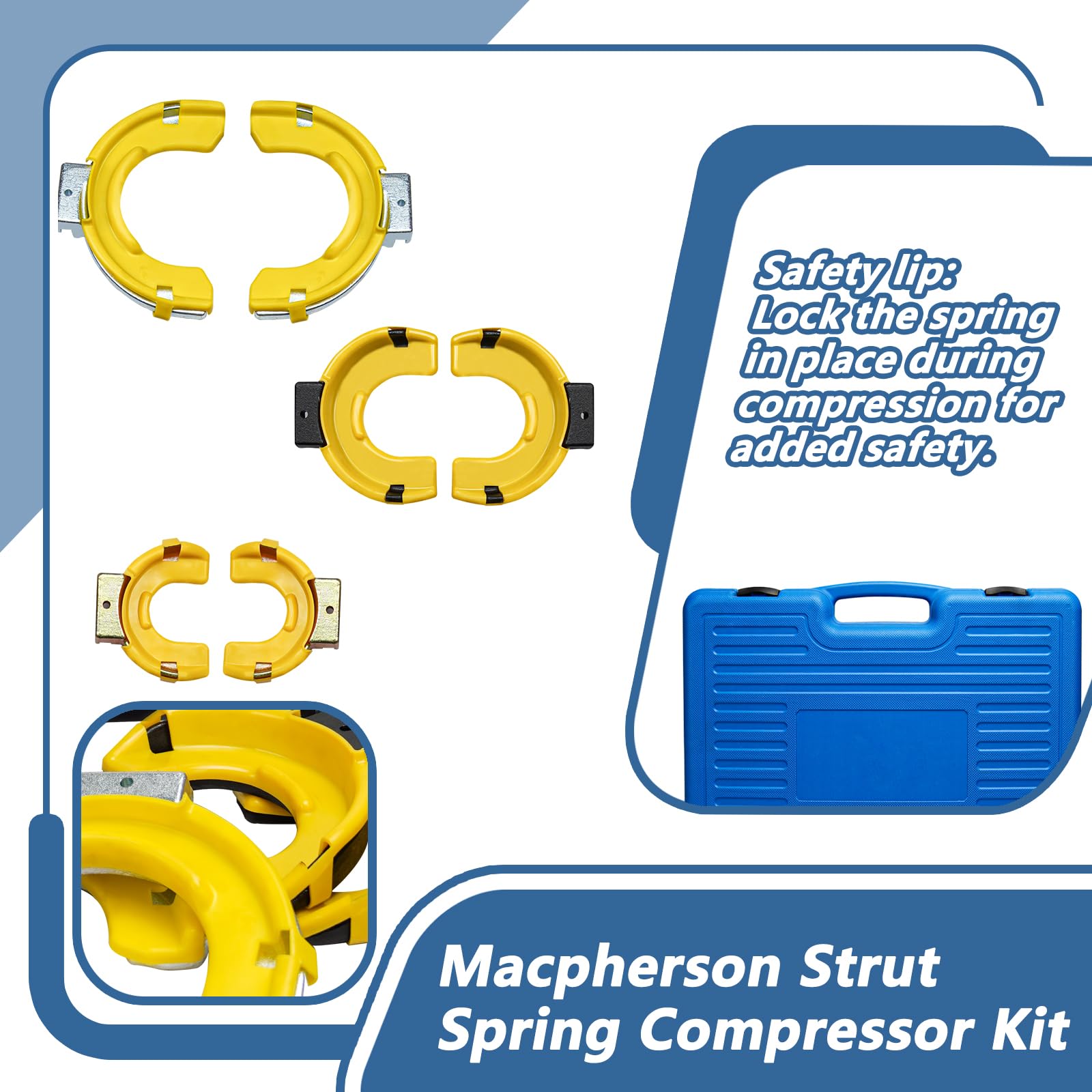 Handor Strut Spring Compressor Set - MacPherson Strut Spring Compressor Kit with Interchangeable Forks, Protective Sleeve & Carrying Case - Perfect for DIY Car Suspension Repair & Maintenance