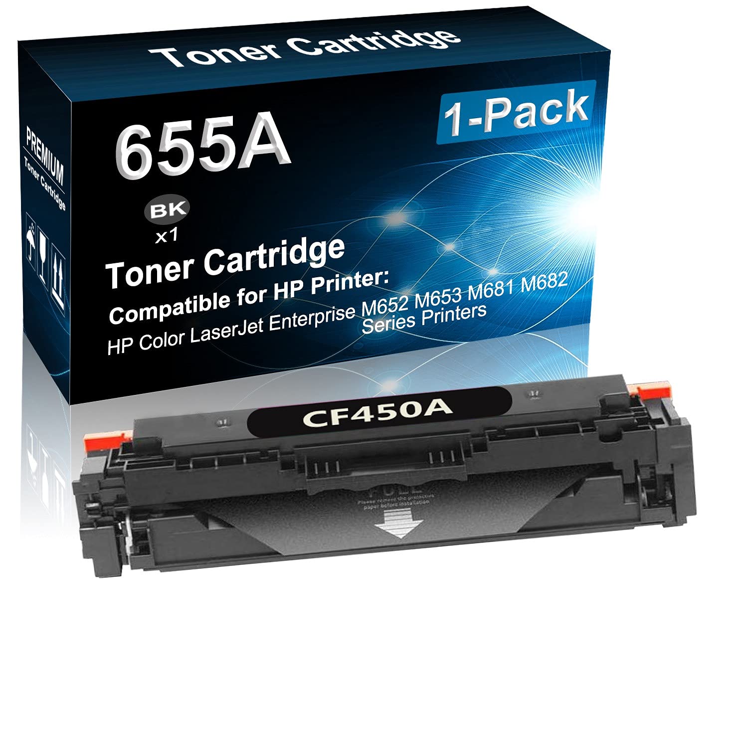 High Capacity Black Toner Cartridge Replacement for HP 655A (CF450A) - Compatible with M652, M653, M681, M682 Printers | 1-Pack | Perfect for Home & Office Printing Needs