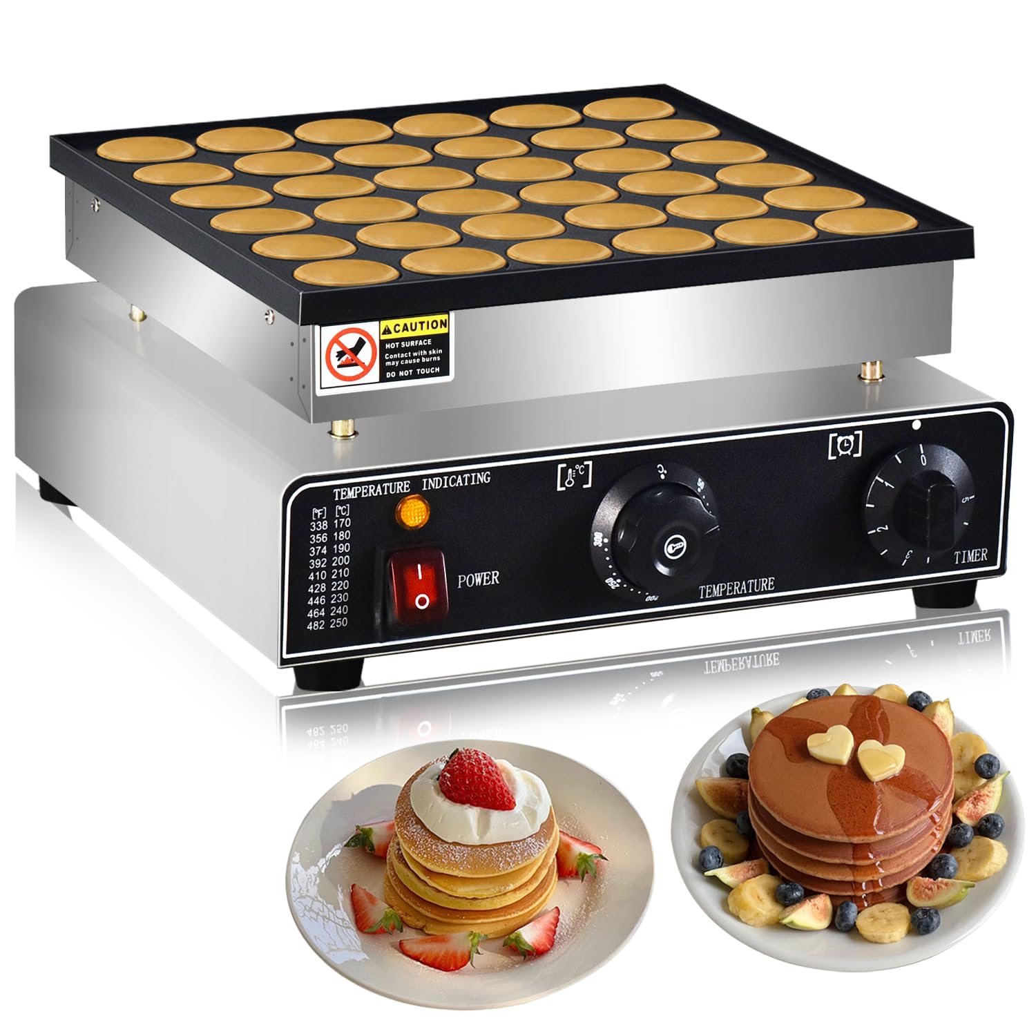 110V Commercial Mini Dutch Pancake Maker - 36PCS Nonstick Dorayaki & Poffertjes Grill Machine, Stainless Steel Breakfast Baker for Restaurants, Cafes - Perfect for Dutch Pancakes, Japanese Dorayaki, Sweet Snacks & Desserts