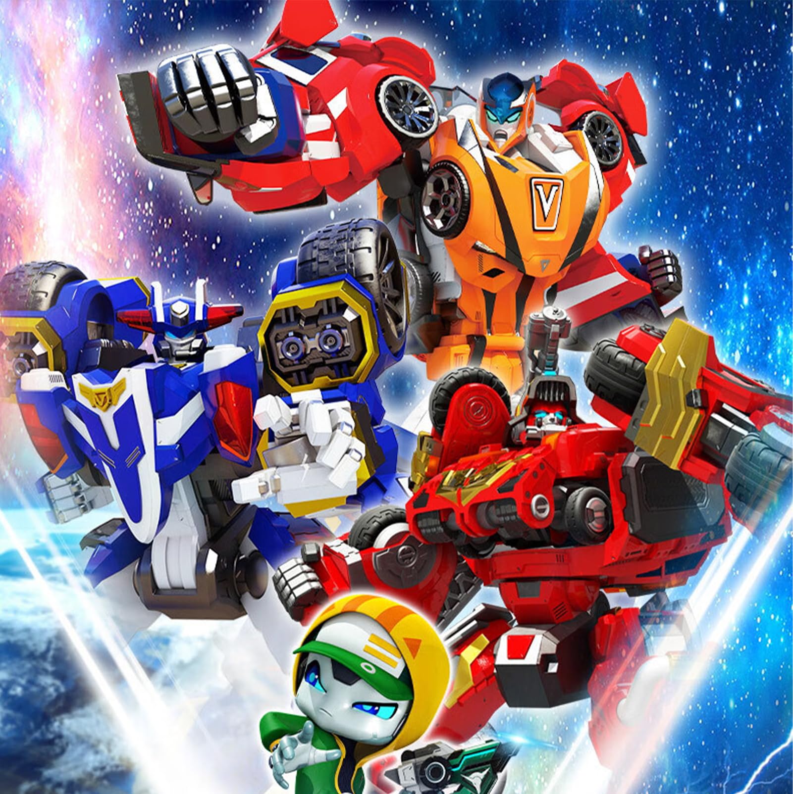 16'' Astro Transforming Robot Toy - 6-in-1 Convertible Car to Robot Action Figure | STEM Educational Toy for Kids Ages 3-12 | Perfect for Halloween, Christmas & Birthday Gifts | Interactive Play for Home, School & Party Activities (Model: MG-14''-4In1)