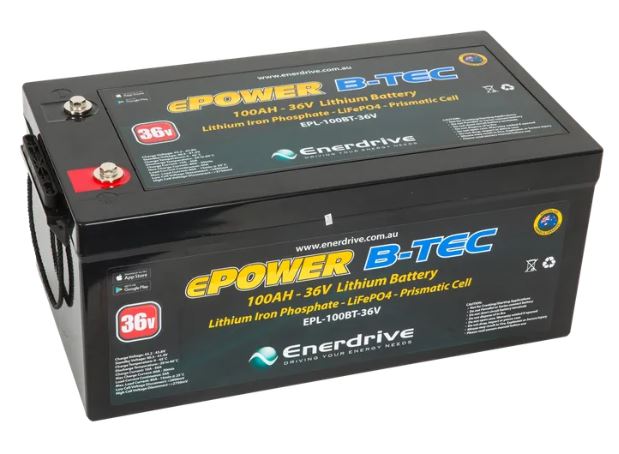 Enerdrive EPOWER 100A 36V LiFePO4 Deep Cycle Battery for Solar Power, RV, Marine & Off-Grid Applications - Long Lasting Lithium Iron Phosphate Energy Storage Solution