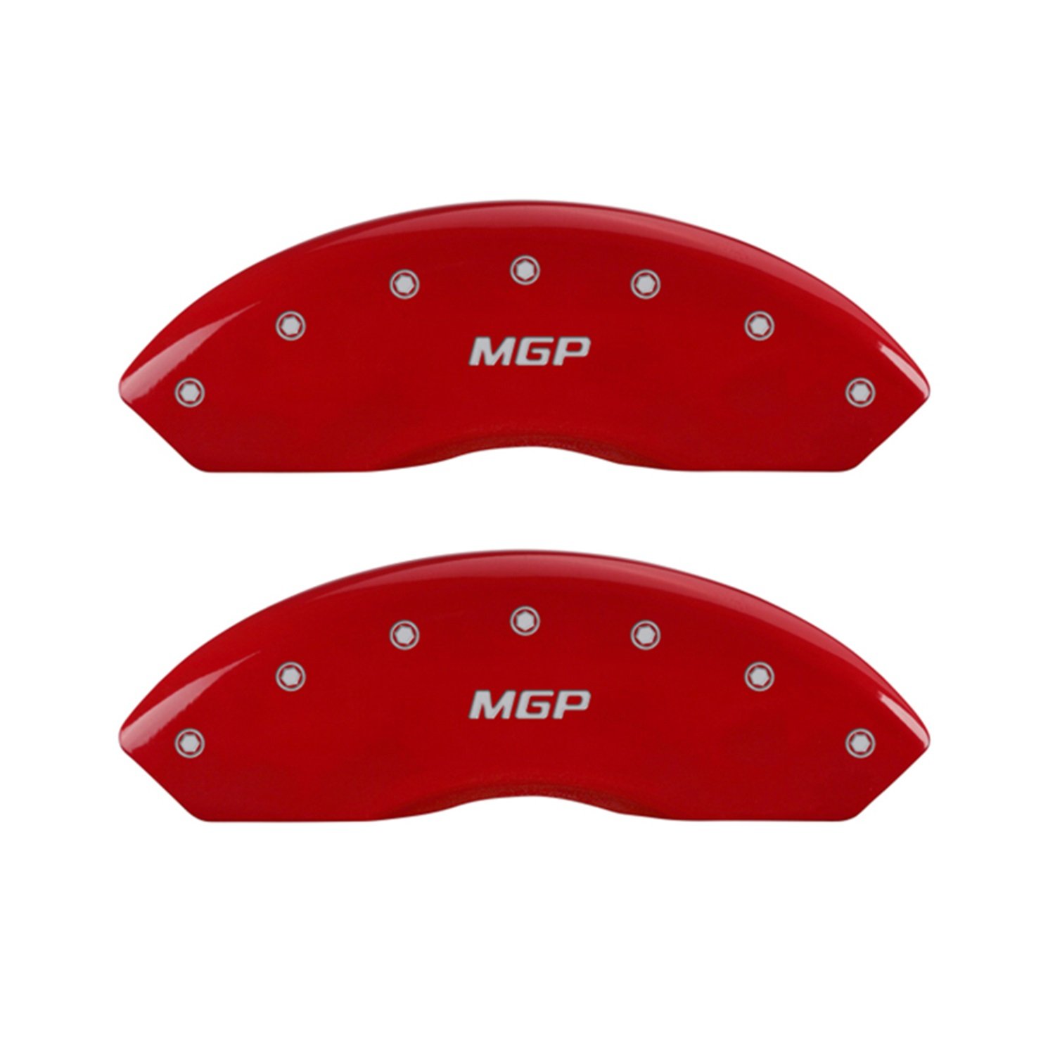 MGP 10202SMGPRD Red Brake Caliper Covers with Silver Engraving - Set of 4 - High Performance Car Accessories for Sports Cars & Luxury Vehicles - Perfect for Car Enthusiasts & Auto Shows