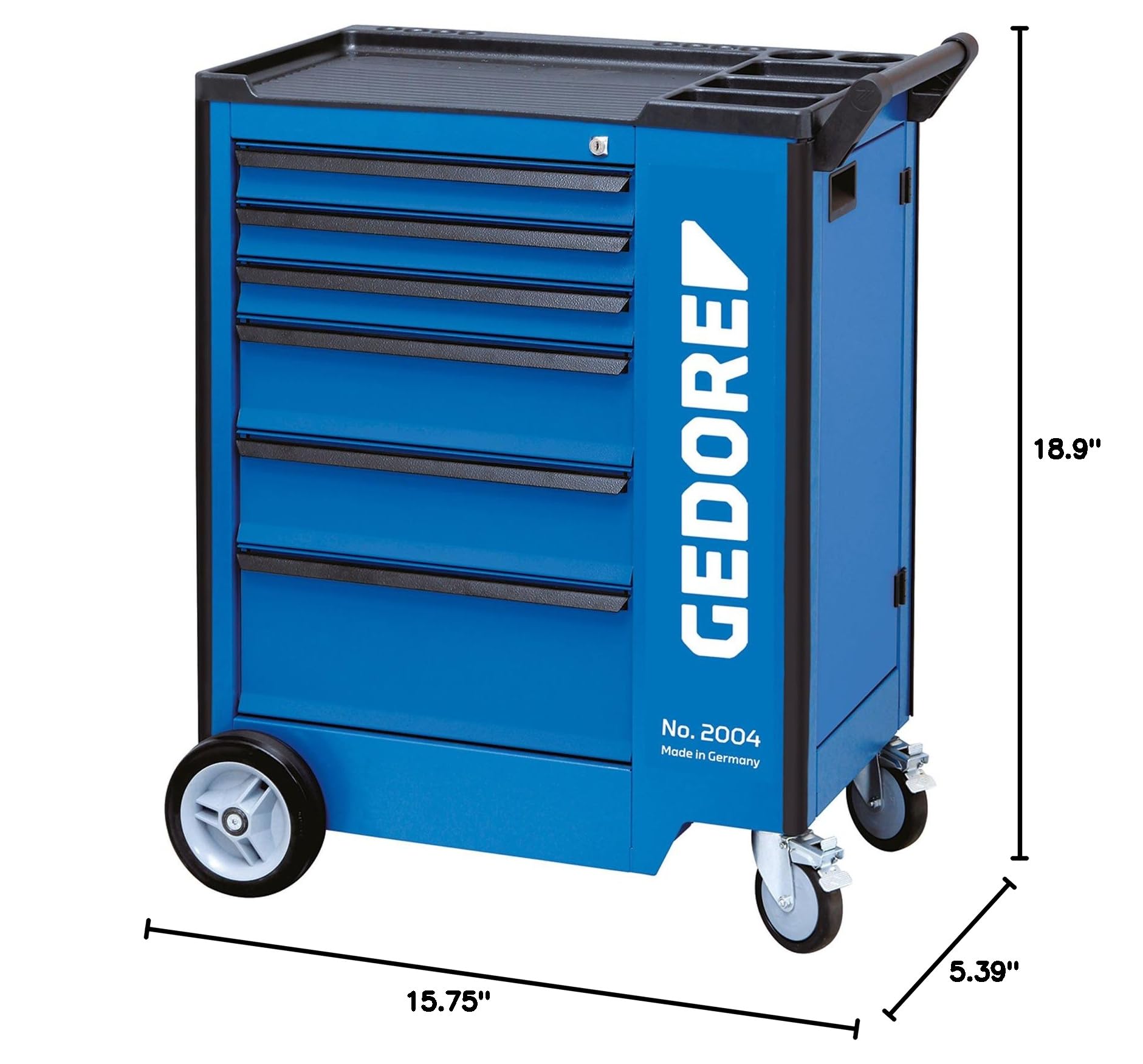 GEDORE 2004 0321 Professional 6-Drawer Tool Trolley - Heavy Duty Rolling Tool Cart for Mechanics & Workshop Organization