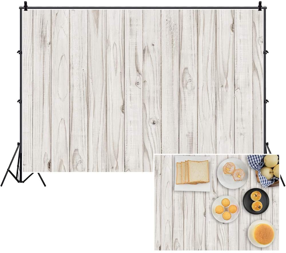 Yeele 6x4ft White Wood Photography Backdrop - Rustic Grey Wooden Floor Panel for Food Photography, Baby Showers, Birthday Parties & Newborn Portraits - Perfect for Cake Tables, Kids Photos & Decorative Backgrounds