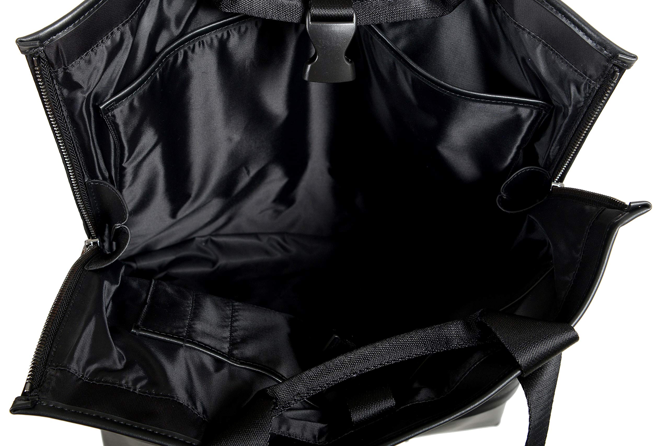 Roberto Cavalli Unisex Black Leather Trimmed Shoulder Handbag Tote Bag - Stylish & Durable for Work, Travel & Everyday Use