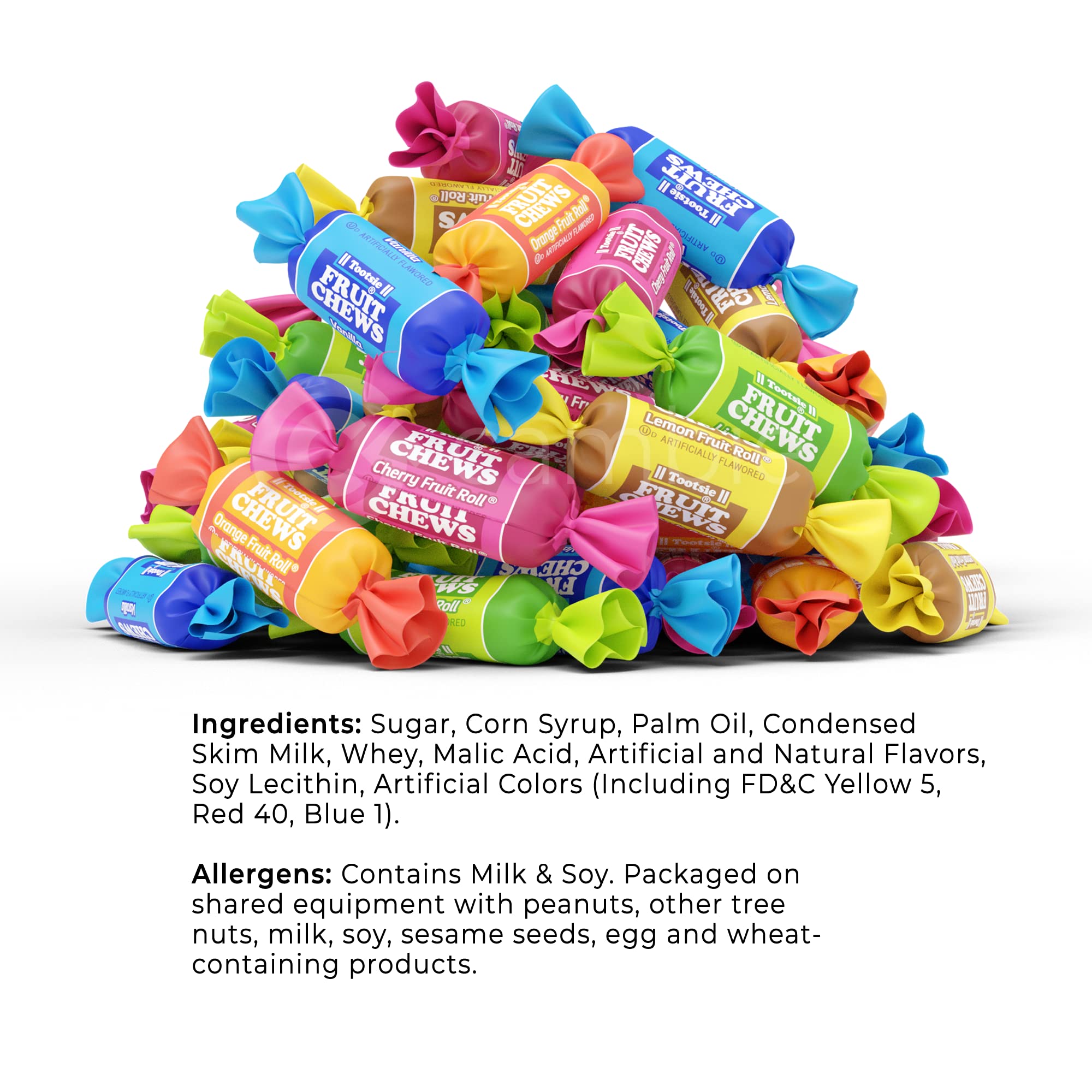 Tootsie Roll Fruit Chews - 2 Pounds Assorted Flavors (Cherry, Lemon, Lime, Orange, Vanilla) | Chewy Fruit Candy | Bulk Candy for Parties, Halloween, Christmas & Office Snacks