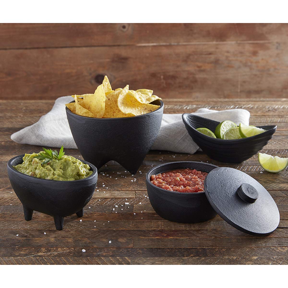 2-Piece Small Cast Iron Footed Bowls Set - Durable & Stylish for Serving Desserts, Salads, or Soups - Perfect for Dining & Entertaining
