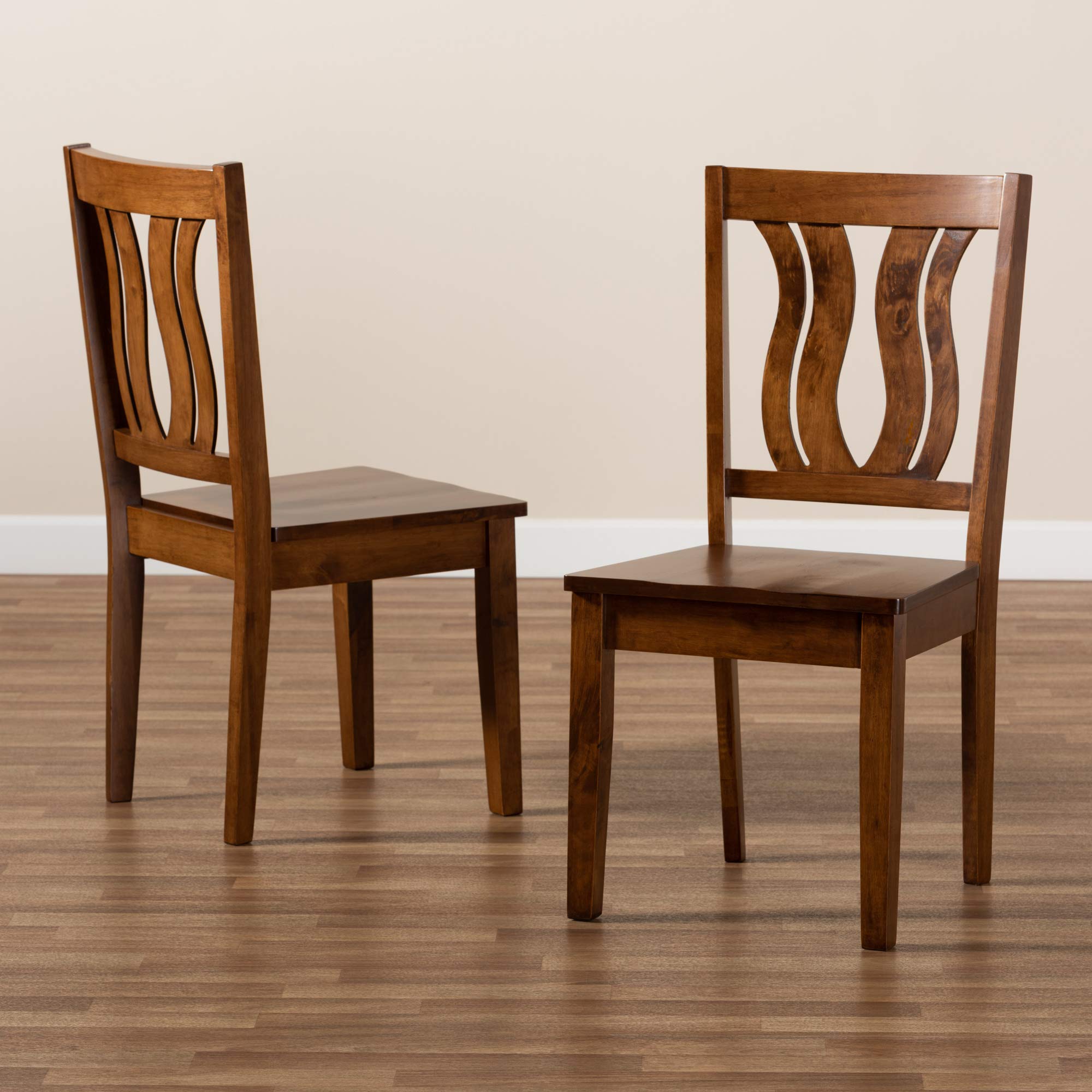 Baxton Studio Fenton Dining Chair Set of 2 - Transitional Walnut Brown Wooden Chairs for Kitchen, Dining Room & Breakfast Nook - Comfortable Wooden Seating for Home & Restaurant