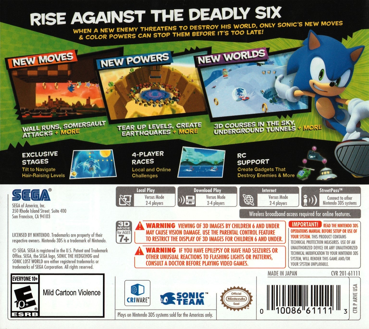 Sonic Lost World - Nintendo Wii U & 3DS Action-Adventure Game | Fast-Paced Platforming & Exciting Boss Battles | Perfect for Family Game Nights & Kids Entertainment