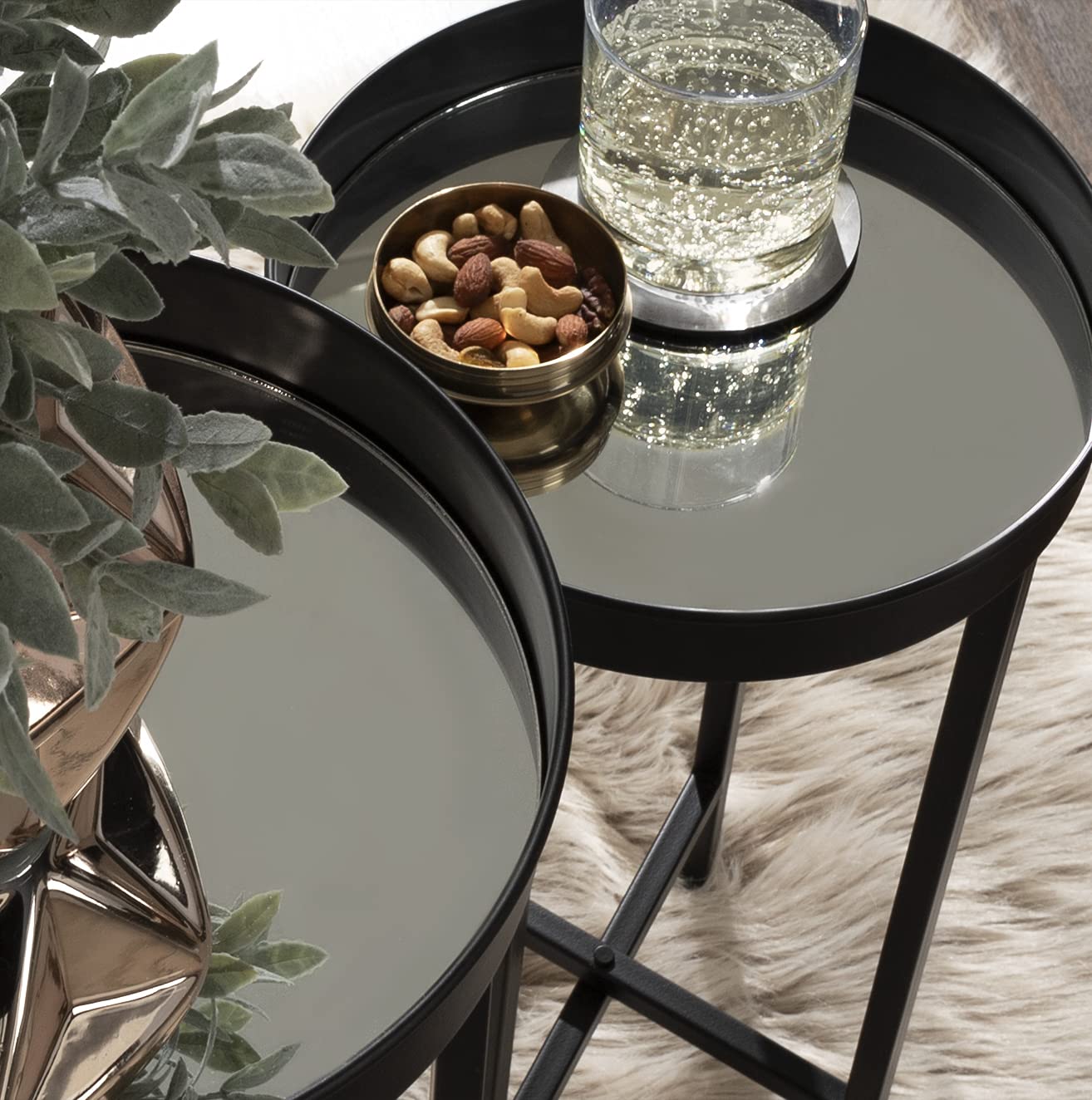 Kate and Laurel Celia Side Tables - Set of 2 Gold & White Modern Glam End Tables for Living Room, Bedroom & Office Decor