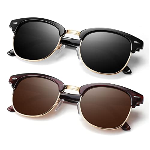 B2-(2 Pack) Glossy Black | Black | Golden Rim / Brown | Brown | Golden Rim