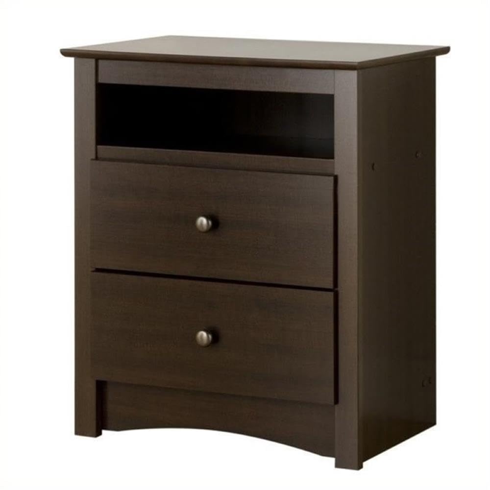 BOWERY HILL Modern 2-Drawer Wooden Nightstand - Espresso Finish for Bedroom, Living Room & Office Storage