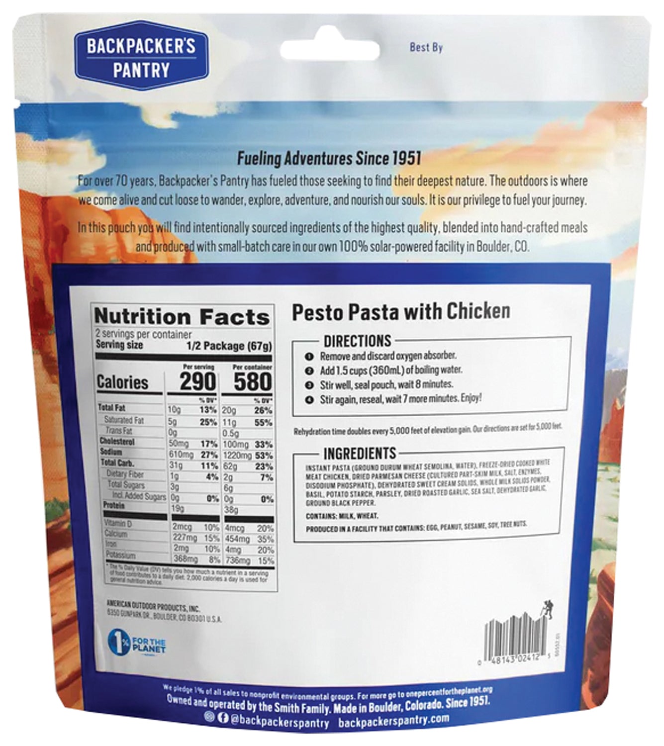 Backpackers Pantry Pesto Pasta with Chicken - Lightweight Freeze-Dried Meal for Hiking, Camping & Emergency Preparedness | High-Protein Outdoor Food for Backpackers & Adventurers