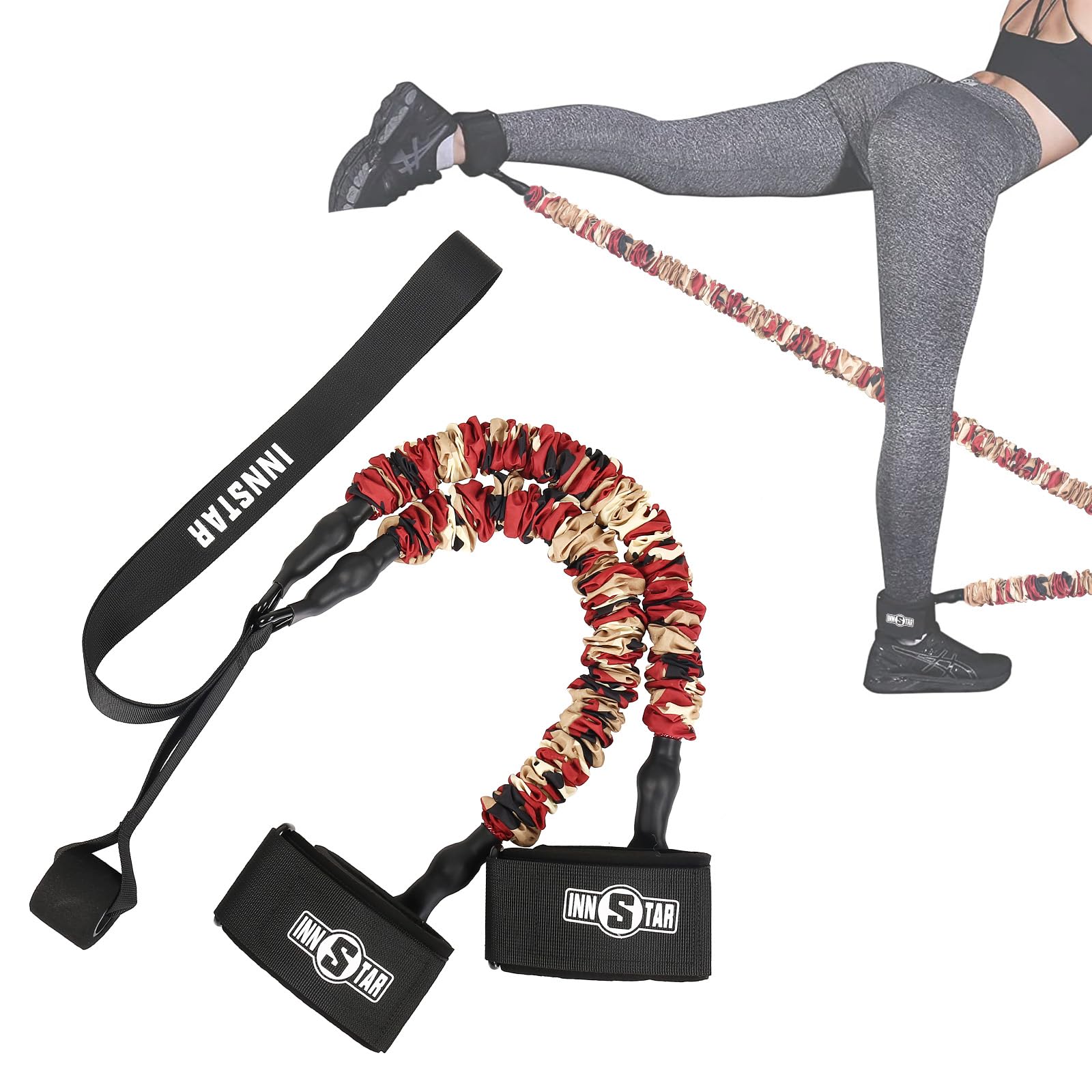 INNSTAR Adjustable Ankle Resistance Bands for Workout - Butt & Glutes Exercise Equipment for Women & Men - Leg Strength Training Bands for Home Gym, Physical Therapy & Fitness Training