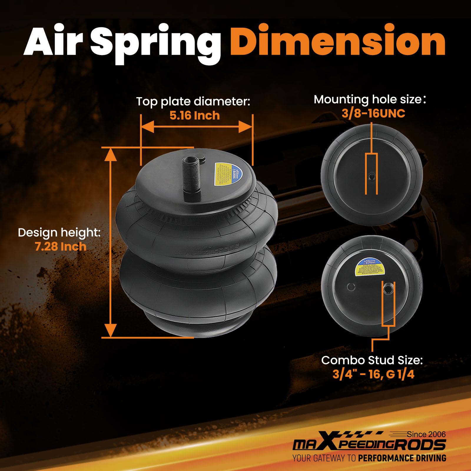 Firestone 6401 Air Spring Bag Replacement - Pack of 2, 1/4