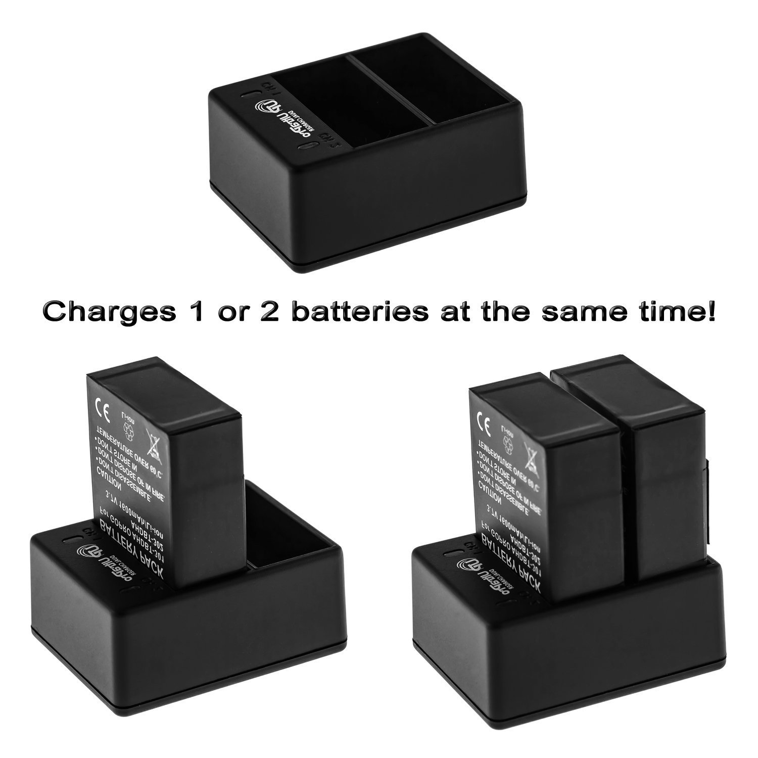 4-Pack GoPro High-Capacity Replacement Batteries with Rapid Dual Charger for GoPro HERO3 & HERO3+ Cameras - Includes Camera Cleaning Kit, Screen Protector & Mini Tripod - Perfect for Travel, Vlogging & Outdoor Adventures