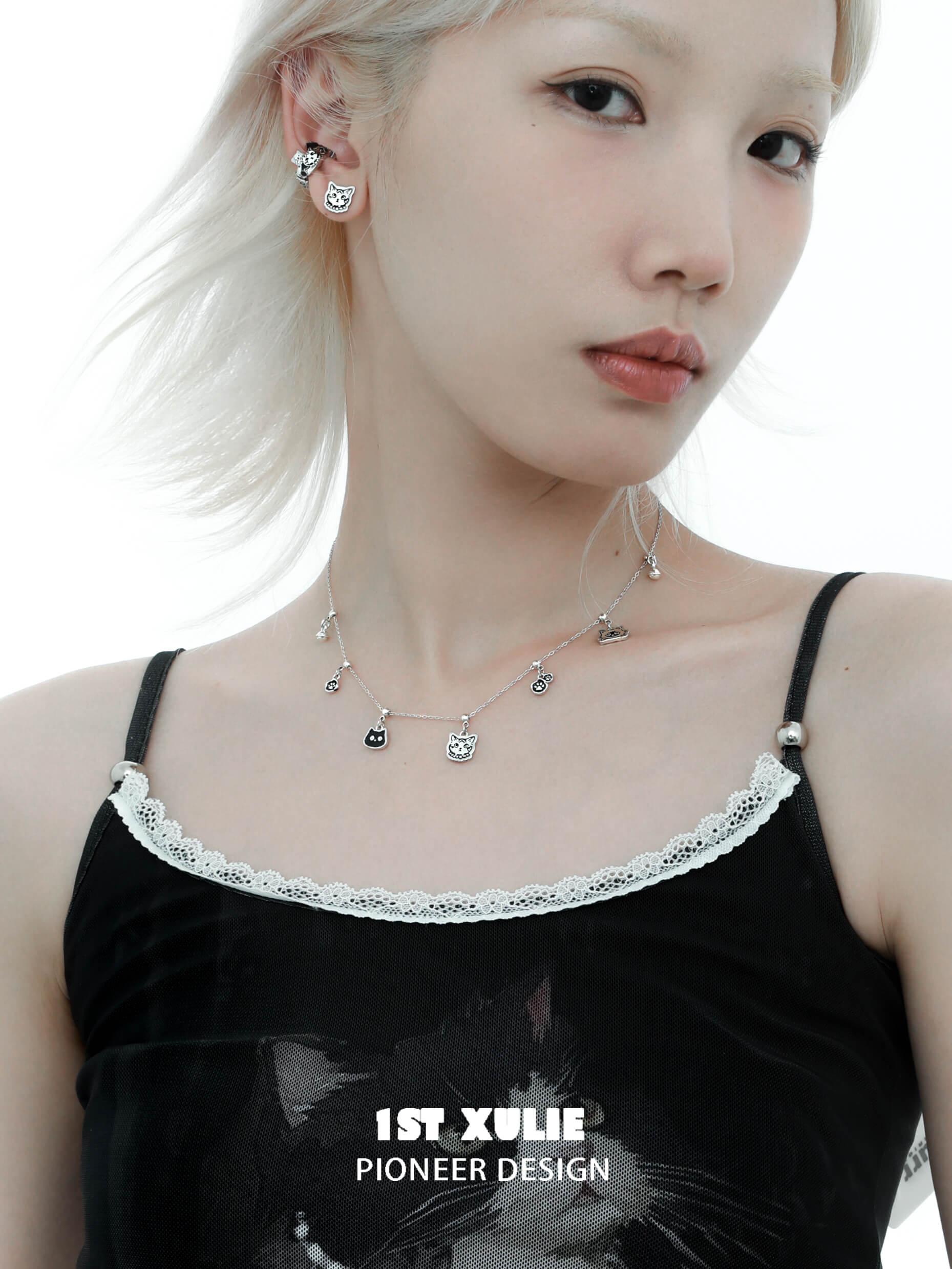 Graffiti Kitten S925 Sterling Silver Pendant Necklace for Women - Trendy Cat Jewelry Gift for Birthday, Valentine's Day & Everyday Wear