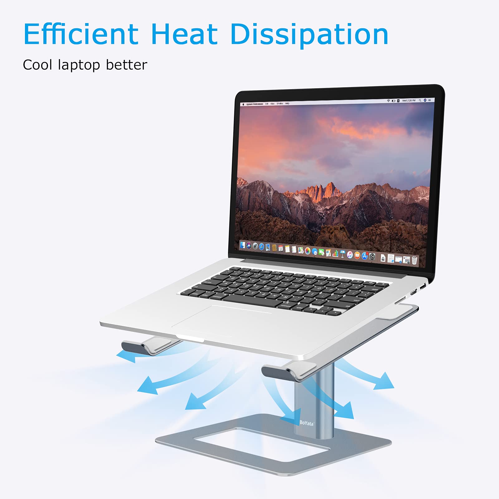 BoYata Adjustable Laptop Stand - Ergonomic Aluminum Computer Riser for MacBook Pro/Air, Dell, Lenovo, HP & Samsung (11-17 Inch) | Portable Desktop Notebook Holder for Home Office, Gaming & Workstation Setup