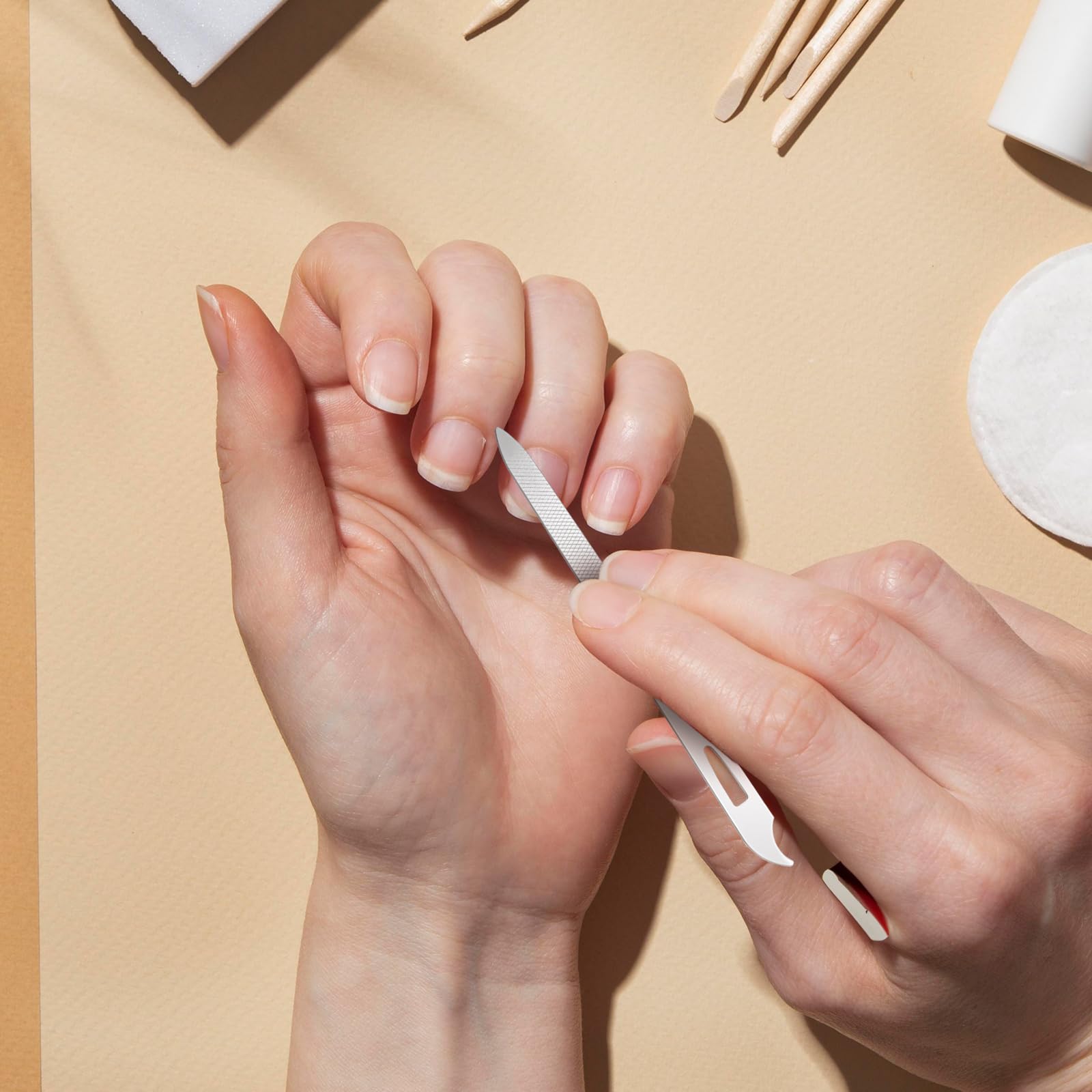 6-Piece Stainless Steel Nail Files Set - Double Sided Manicure & Pedicure Tools with Nail Cleaner Tips - Durable Thin Nail Filer for Natural Nails - Perfect for Home, Salon & Travel Nail Care