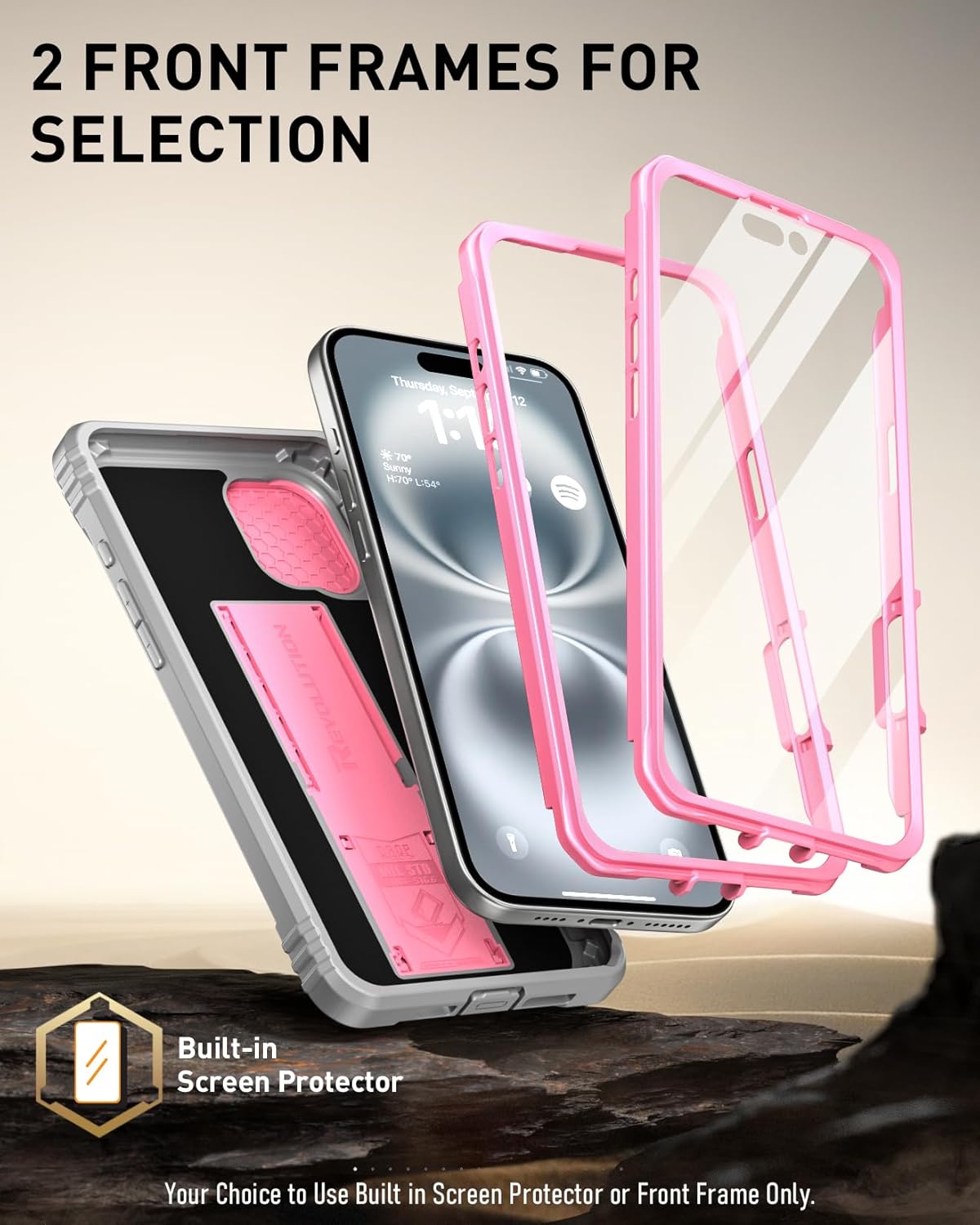 iPhone 16 6.1 Inch Military-Grade Shockproof Case with Built-in Screen Protector - Heavy Duty Protection for Outdoor, Work & Travel - Black