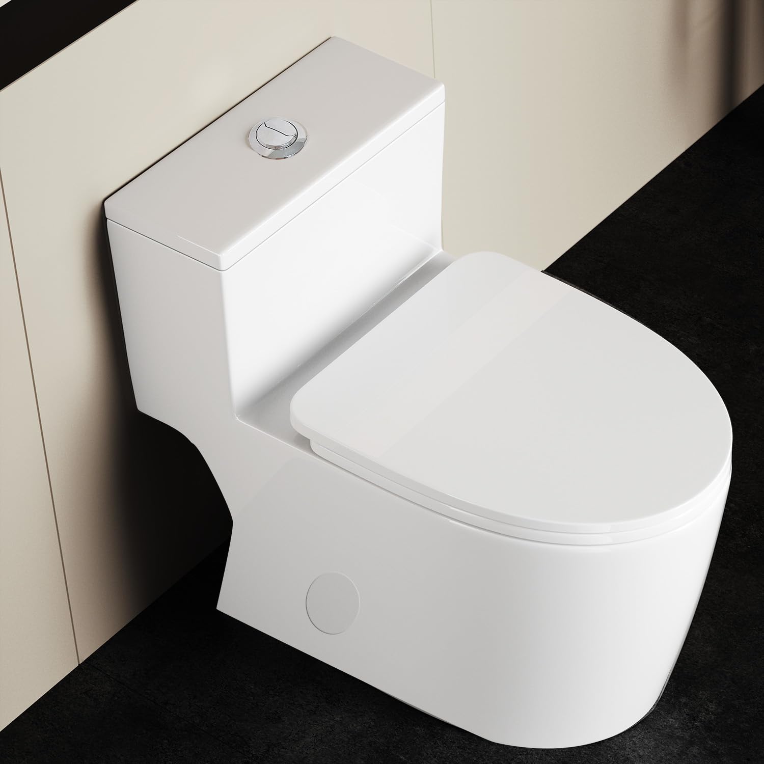 WinZo WZ5028N Elongated One Piece Toilet with Dual Flush (1.1/1.6 GPF) & Soft Close Seat - Standard Height, 12