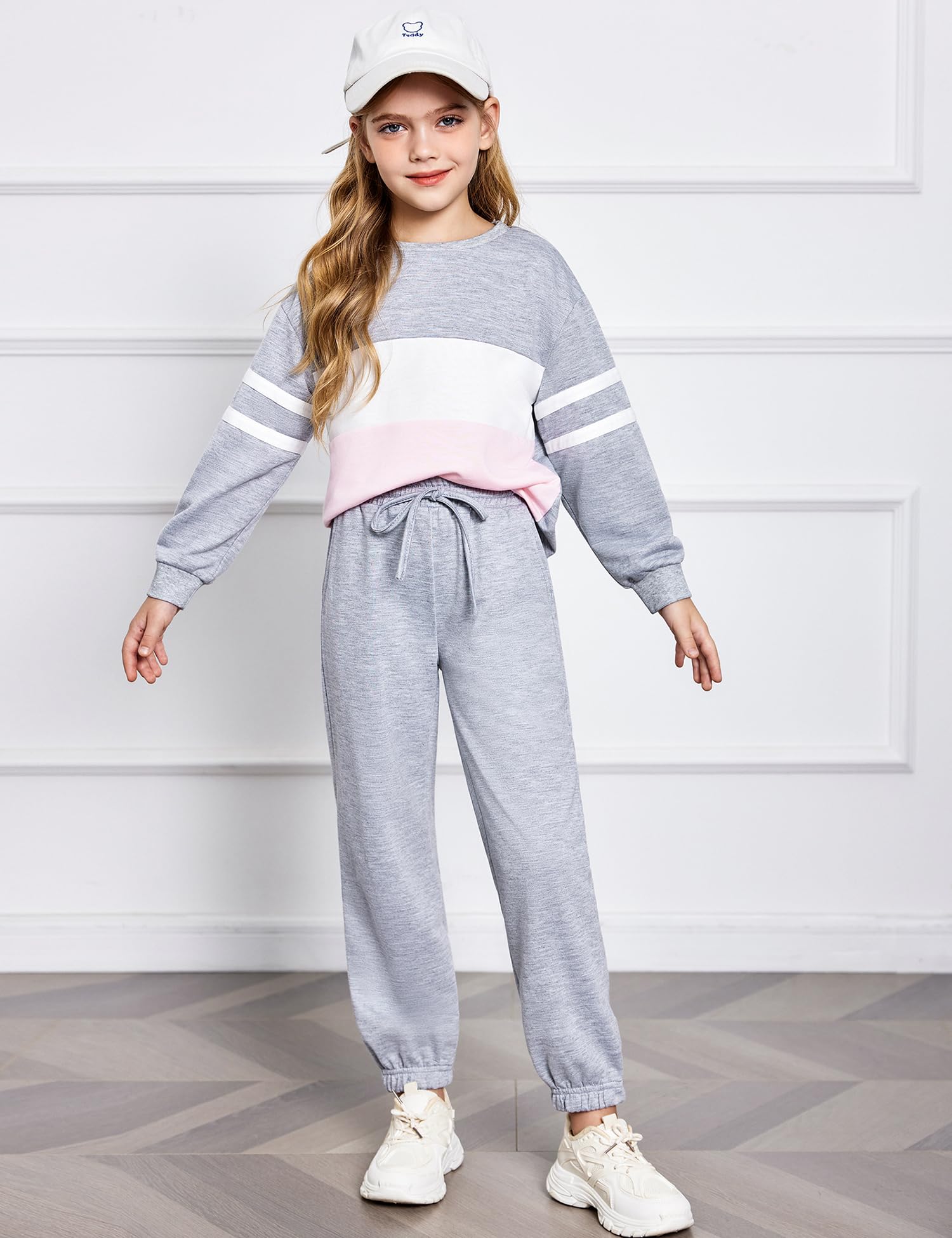 Arshiner Girls' Long Sleeve Color Block Sweatshirt & Lounge Pants Set with Pocket - Cute Matching Outfits for Toddler Girls - Perfect for Playdates, School & Family Photos