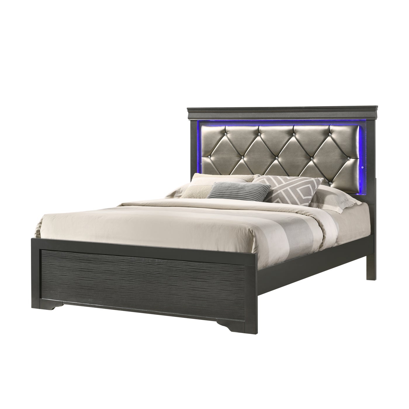 Brooklyn Bedroom Bed - Queen Size Wooden Frame with Upholstered Headboard - Perfect for Modern Apartments, Guest Rooms & Cozy Bedrooms
