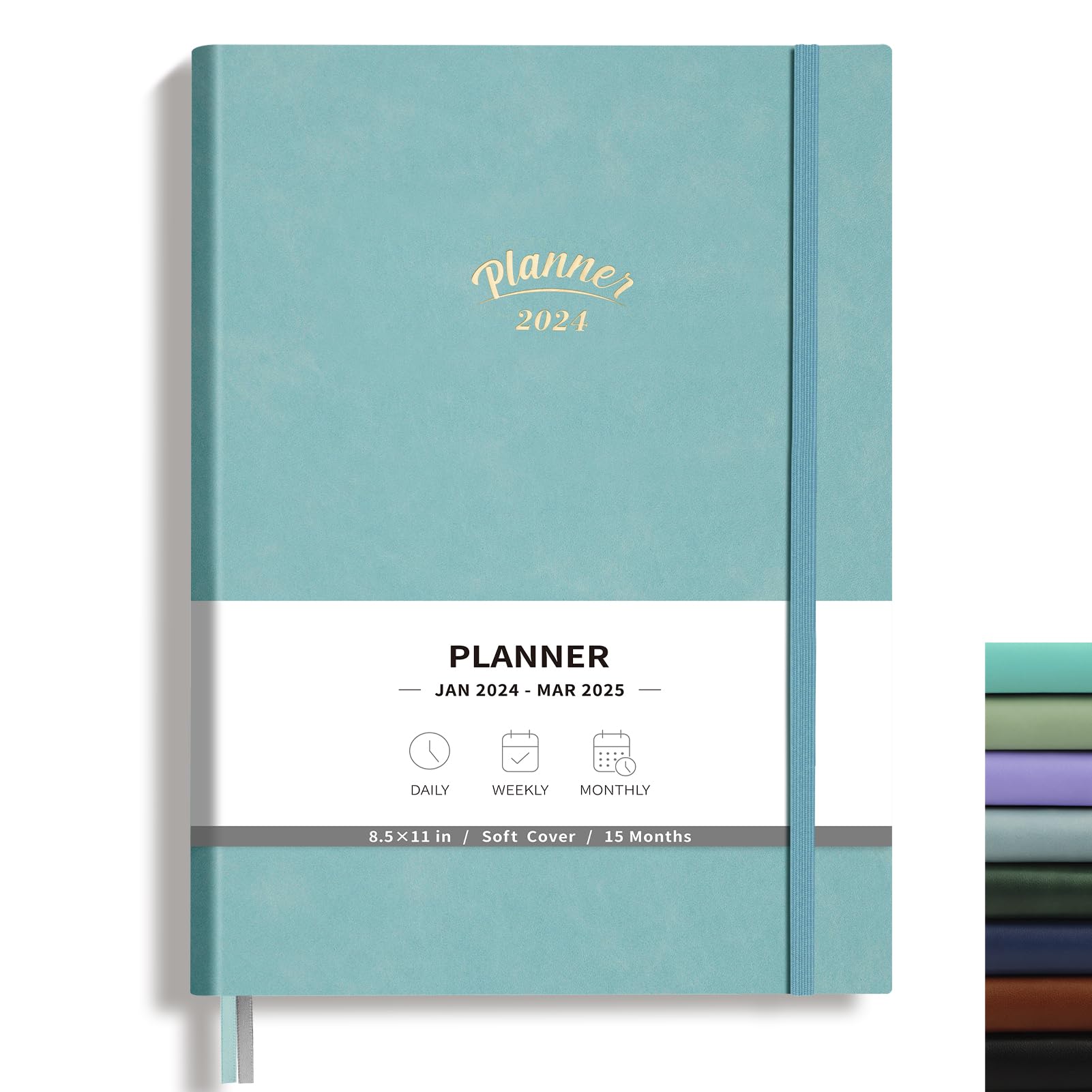 RETTACY 2024-2025 Planner - 18 Month Weekly & Monthly Calendar Organizer from Jan 2024 to Mar 2025 with 100 GSM Premium Acid-Free Paper, Leather Softcover, 8.5