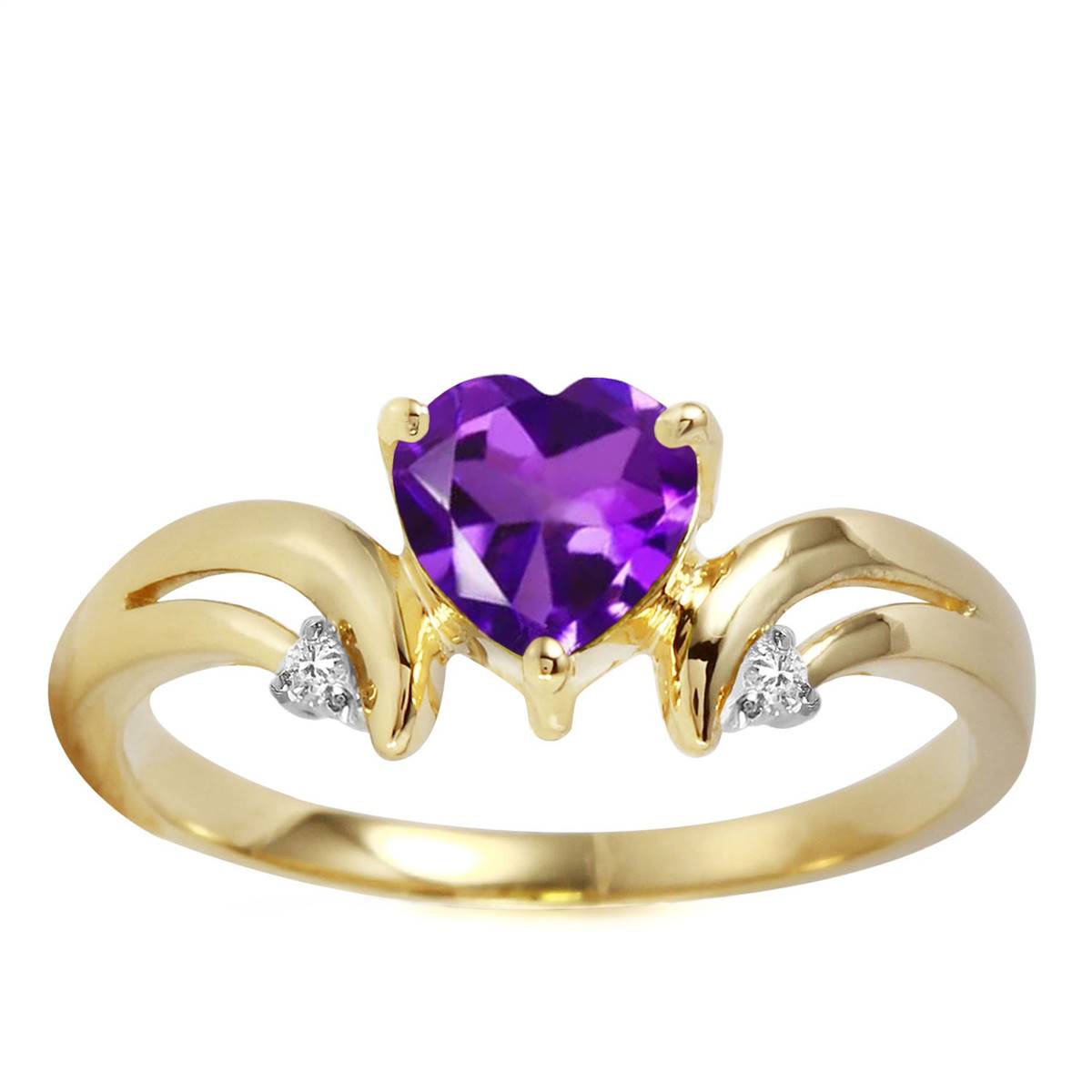 0.96 Carat 14K Solid Yellow Gold Amethyst Diamond Ring for Women - Elegant Purple Gemstone Jewelry Gift for Valentine's Day, Anniversary & Special Occasions