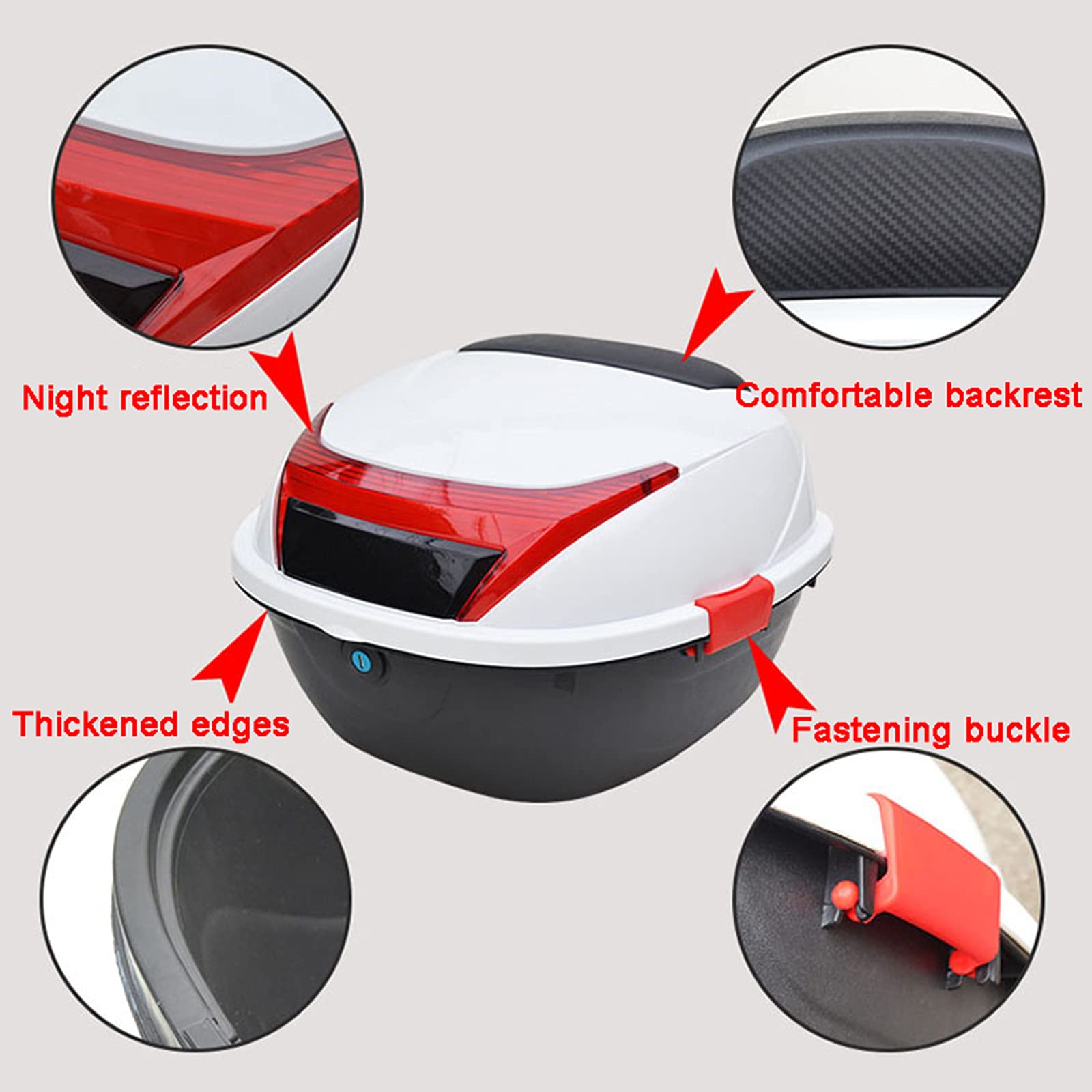 Motorcycle Scooter Top Box with Mounting Hardware - Store Helmet for Commuting & Travel