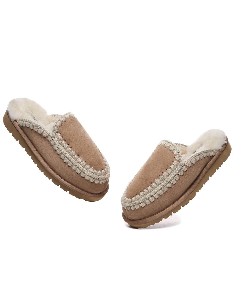 Women's UGG Stitch Slippers - Cozy Fleece-Lined House Shoes for Winter Comfort | Perfect for Indoor Lounging & Relaxation at Home