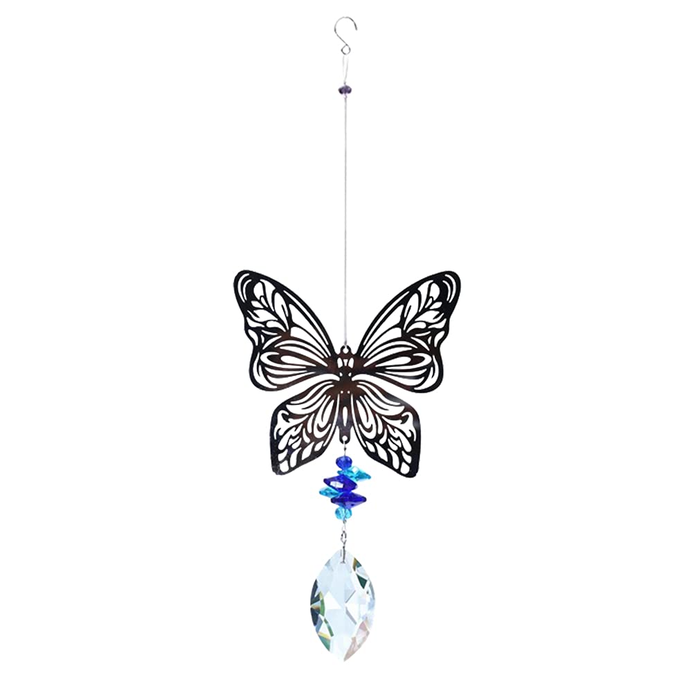 Winnereco Crystal Prisms Animal Wind Chimes - Rainbow Maker & Light Catcher (Butterfly Design) for Garden, Patio, and Outdoor Decor | Perfect for Home, Yard, and Feng Shui