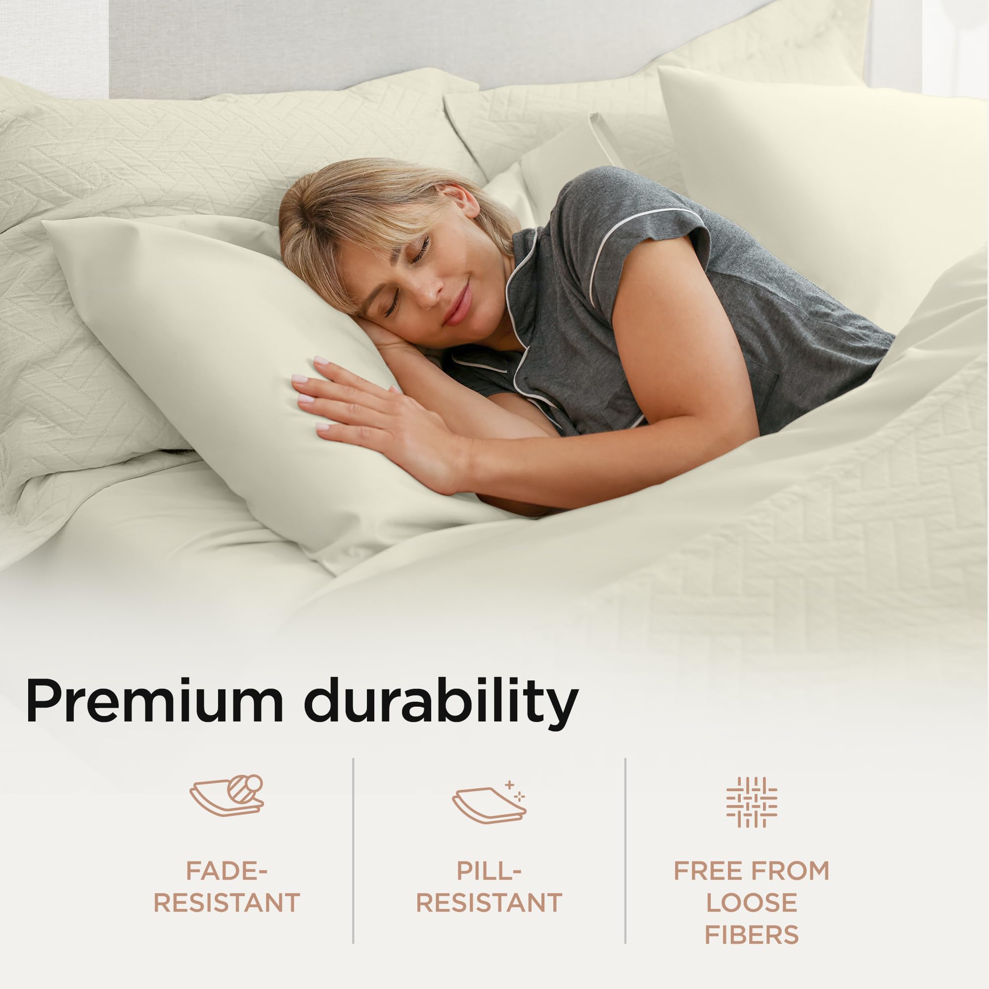 Luxury 100% Supima Cotton Sheets Queen Size - 1200 Thread Count 4-Piece Bed Sheet Set with Deep Pockets (Ivory) - 5-Star Hotel Quality for Ultimate Comfort - Perfect for Master Bedrooms, Guest Rooms & Luxury Hotels