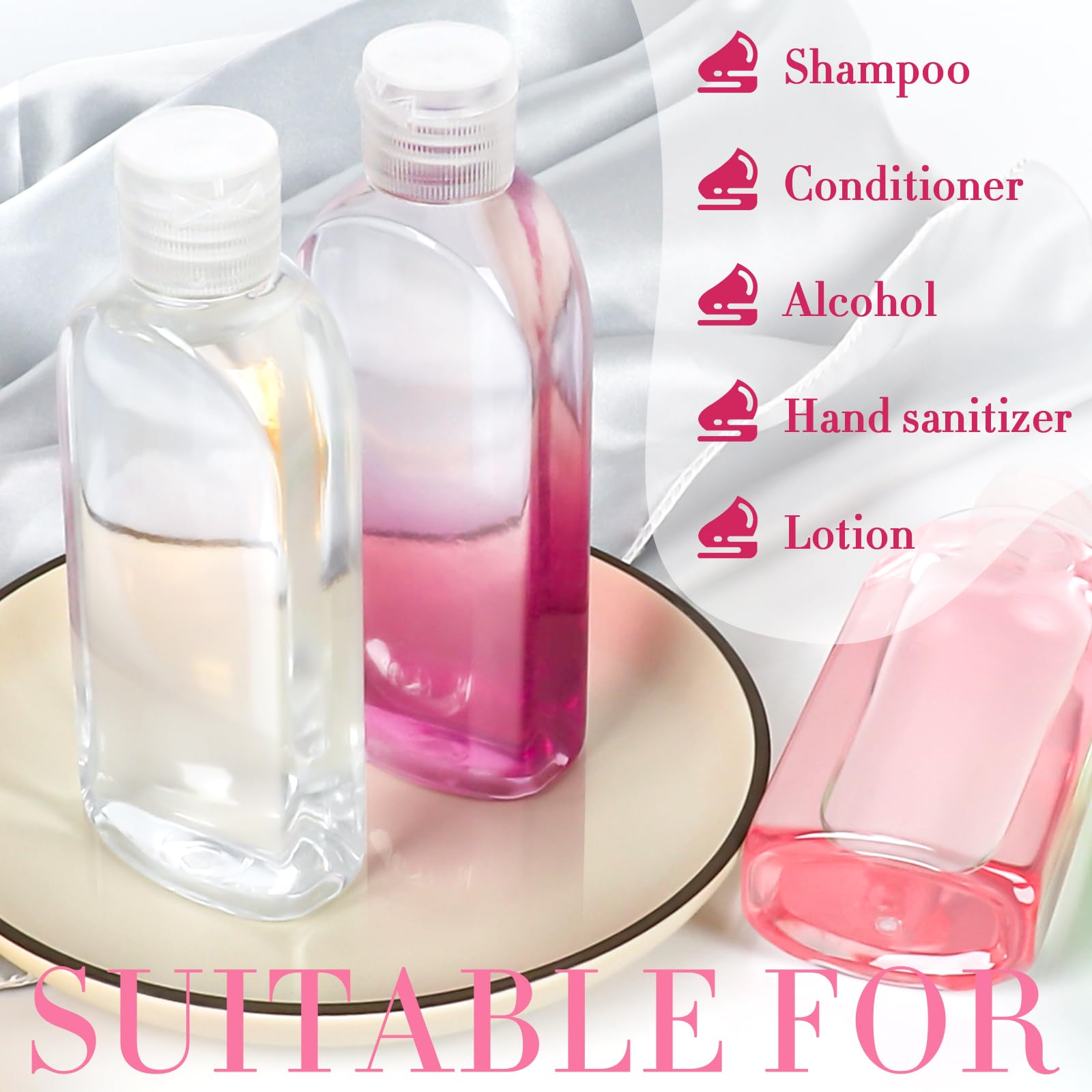 5 Pack 3.4 oz Clear TSA Approved Travel Bottles - Leak Proof Refillable Toiletry Containers for Shampoo, Conditioner & Lotion - Perfect for Airplane Carry-On, Vacation & Gym Essentials