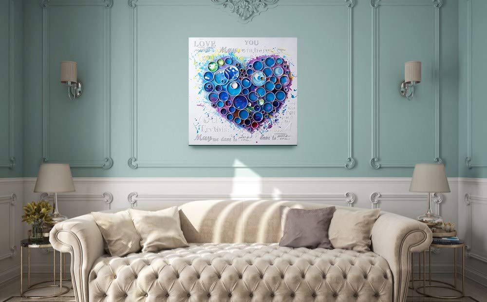 Blue Casa Work of Heart Wall Art - Handmade Home Decor for Living Room, Bedroom & Office - Perfect Gift for Housewarming & Holidays