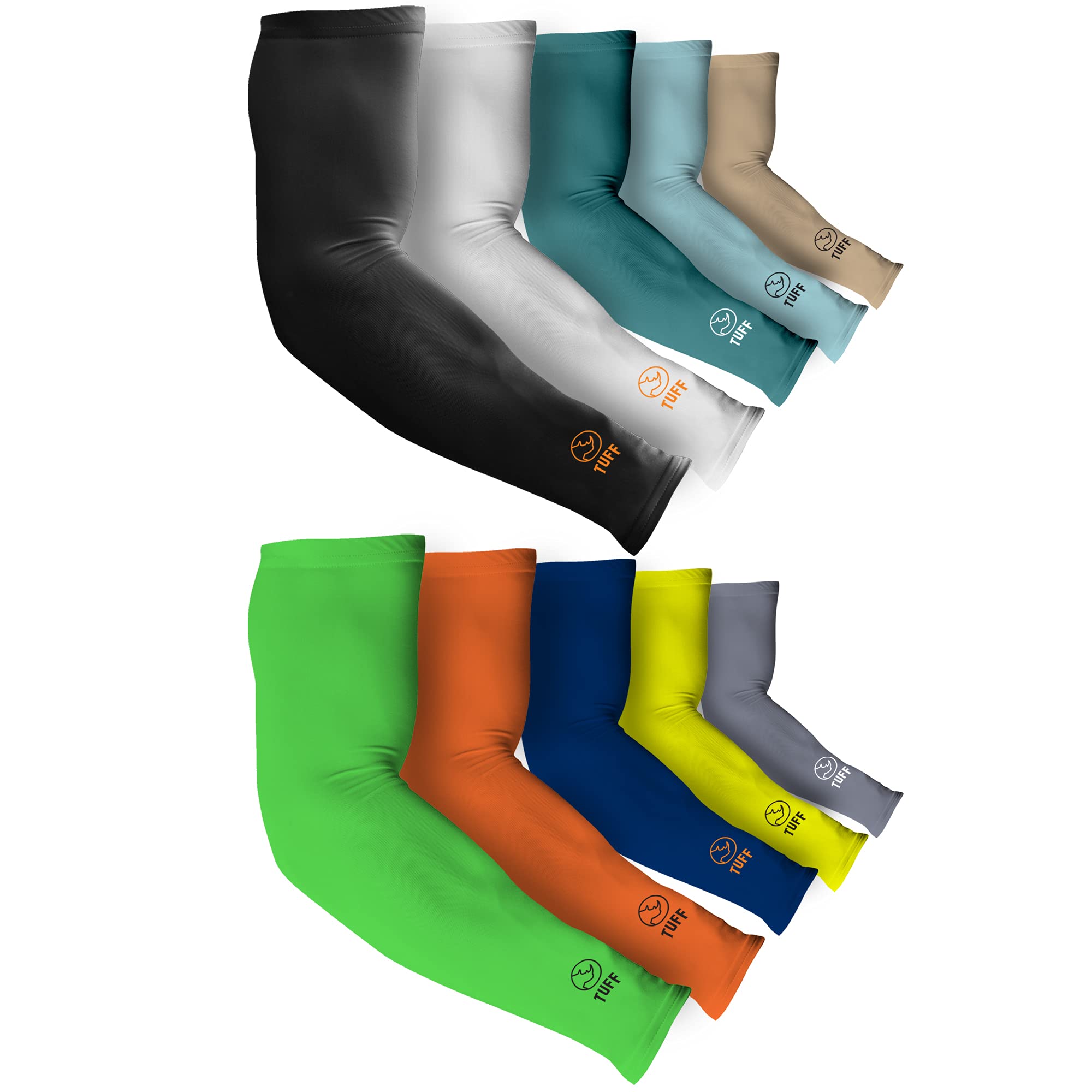 TUFF Compression Cooling Arm Sleeves - UPF 50+ Sun Protection for Men & Women | Athletic Performance & Outdoor Activities | Running, Cycling, Hiking, Golf