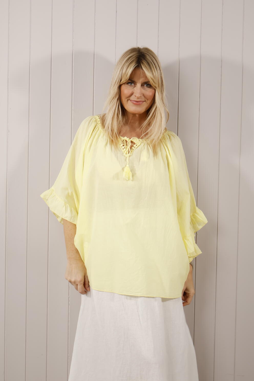 Georgie Gypsy Top Lemon - Boho Chic Floral Blouse for Women | Perfect for Summer Festivals, Beach Vacations & Casual Outings