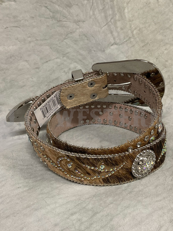 Nocona N3483602 Women's Brown Calf Hair Belt - Stylish Western Accessory for Jeans, Dresses & Cowgirl Outfits