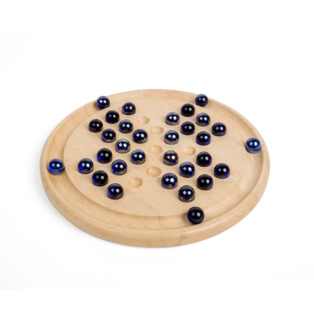 Bigjigs Toys Classic Wooden Solitaire Game with Marbles - Fun Brain Teaser for Adults & Kids - Perfect for Family Game Night and Travel Entertainment