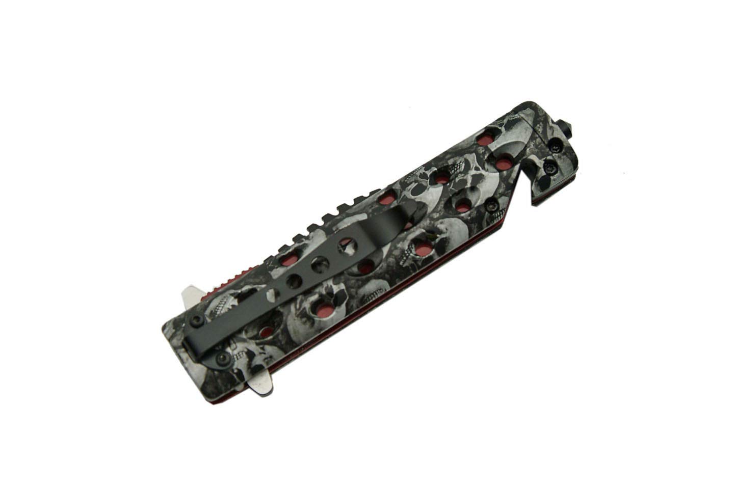 SZCO Supplies Assisted Opening Skull Knife - Tactical Folding Knife with Pocket Clip - Perfect for Camping, Hunting & Outdoor Survival Gear