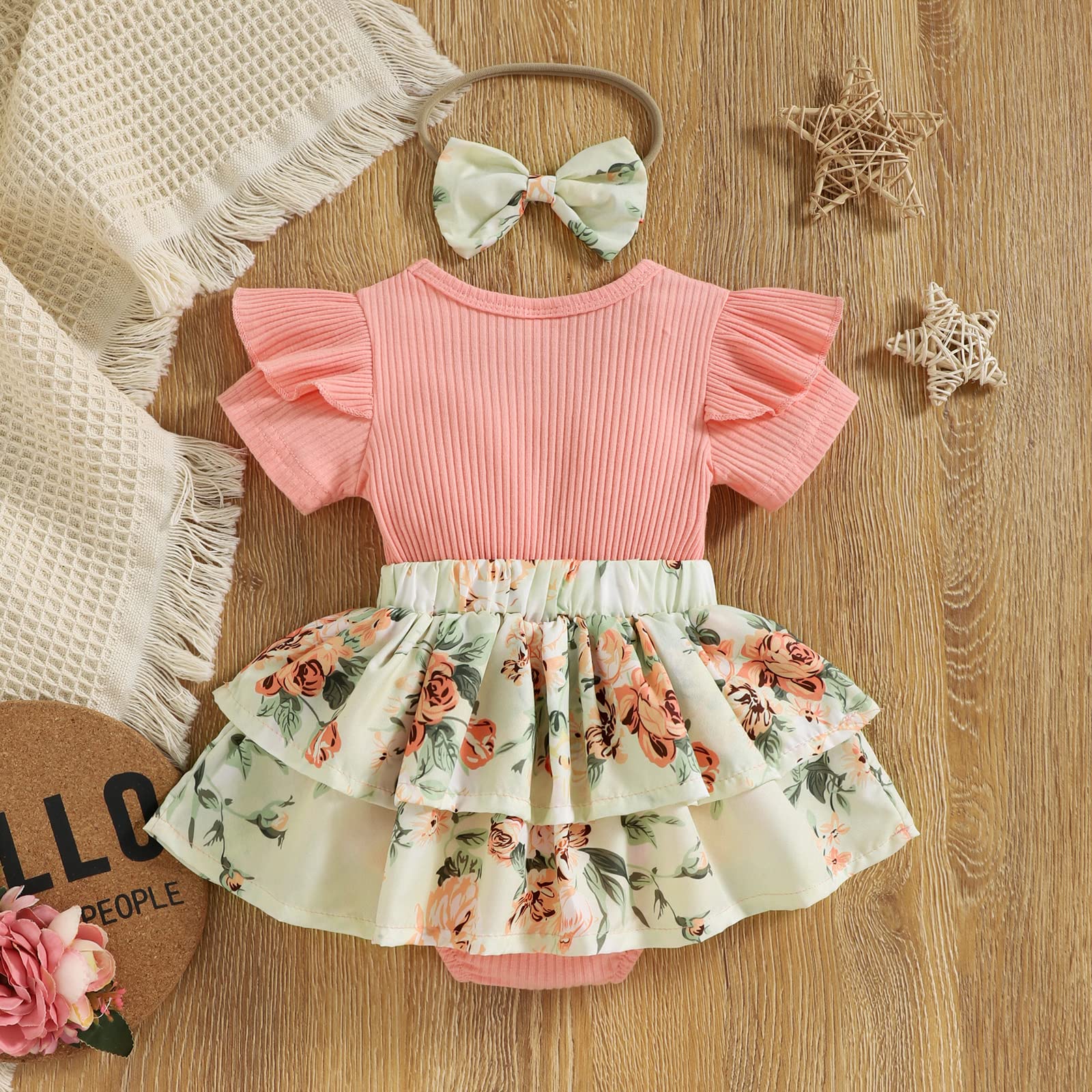 Newborn Baby Girl Summer Outfits - Floral Romper Dress & Skirt Set | Soft Cotton Bodysuits for 0-24 Months | Perfect for Photoshoots, Parties & Daily Wear
