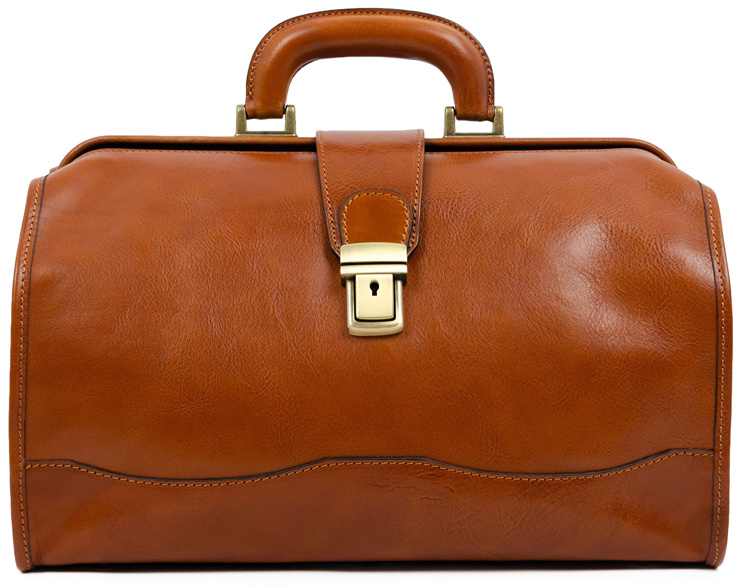 Vintage Italian Handmade Leather Doctor Bag - Genuine Leather Medical Bag & Vintage Style Briefcase for Professionals - Perfect for Doctors, Nurses, and Business Use